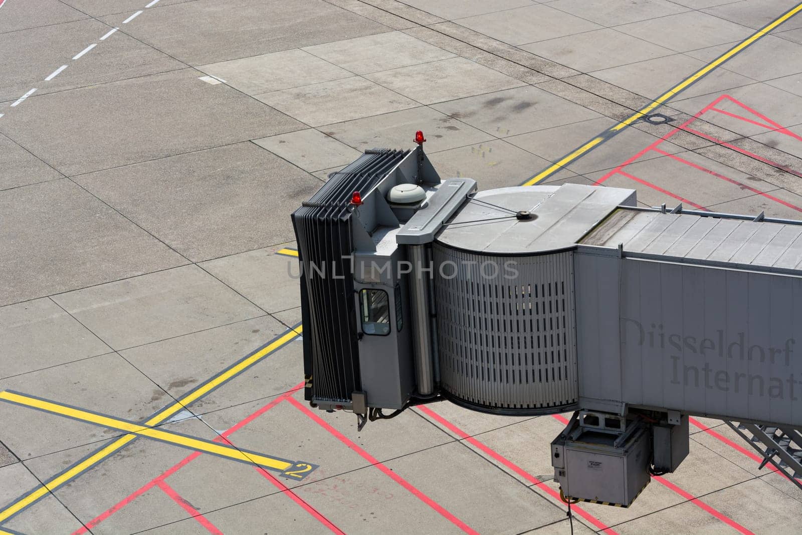 DUESSELDORF, NRW, GERMANY - JUNE 18, 2019:.Various vehicles on the airfield of the airport Duesseldorf