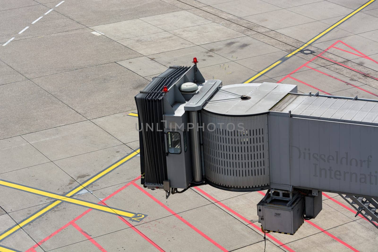 DUESSELDORF, NRW, GERMANY - JUNE 18, 2019:.Various vehicles on the airfield of the airport Duesseldorf