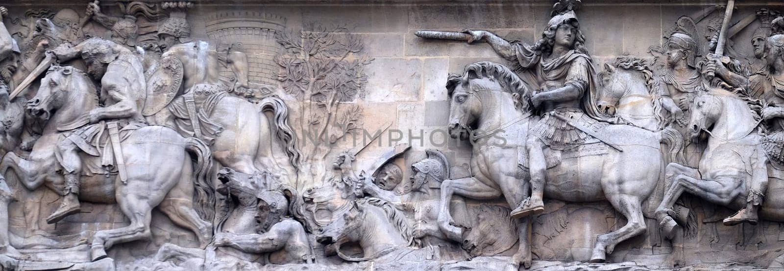 Passage of the Rhine, detail of the Porte Saint Denis is a Parisian monument located in the 10th arrondissement in Paris, France
