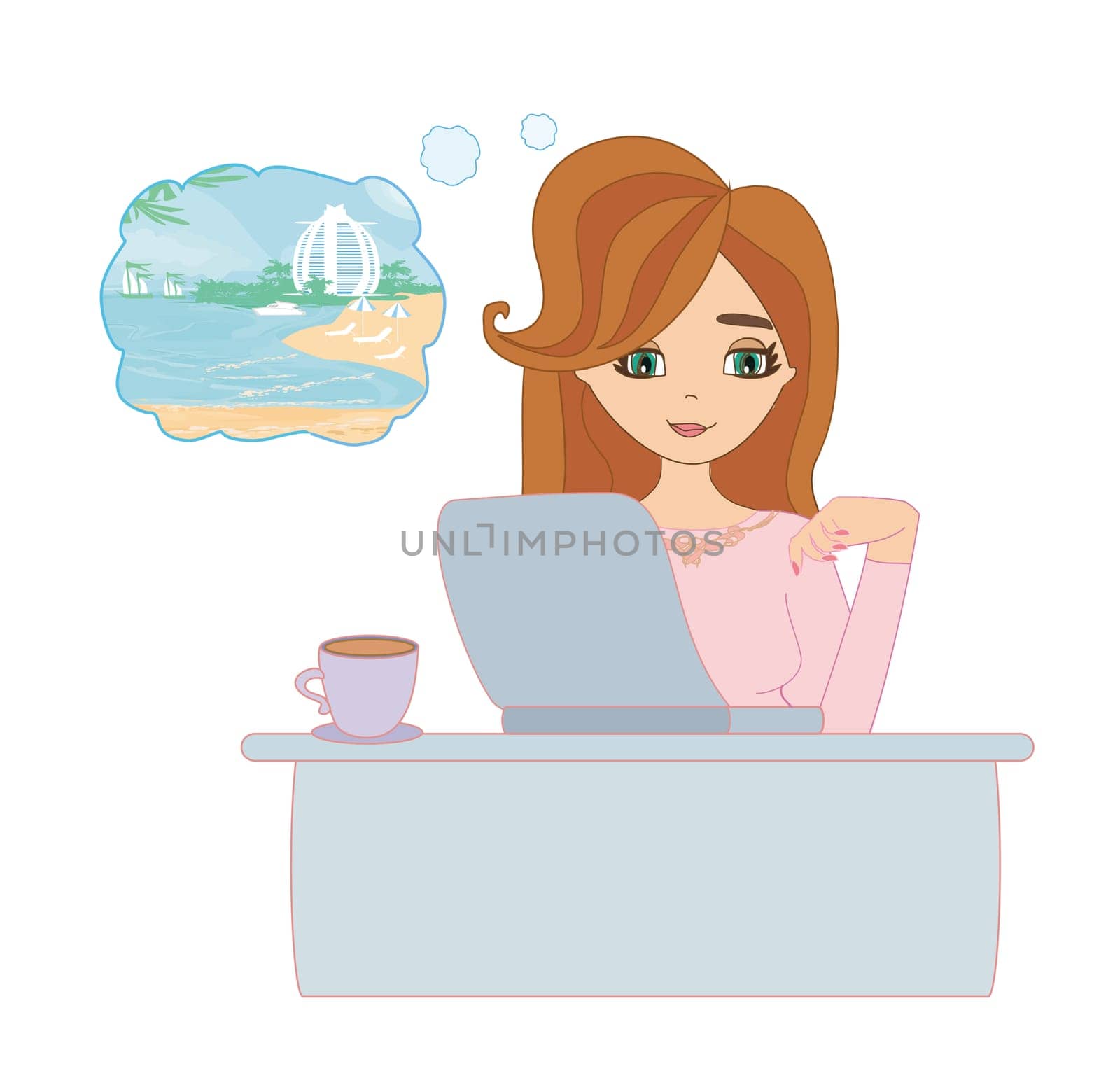 secretary dreams about tropical holidays