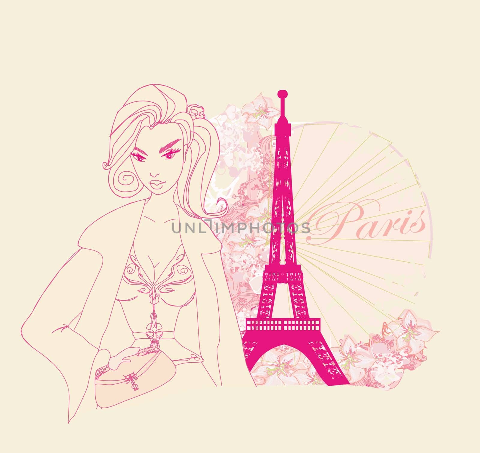 beautiful women Shopping in Paris - decorative card