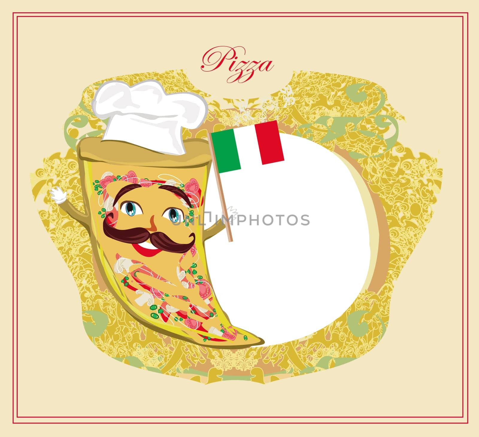 Cartoon pizza chef - decorative card