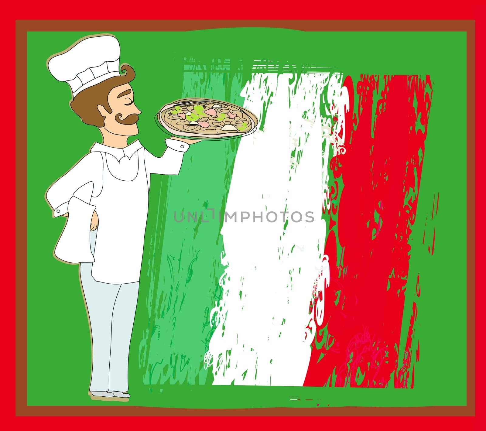chef with pizza - Abstract card with space for Your text