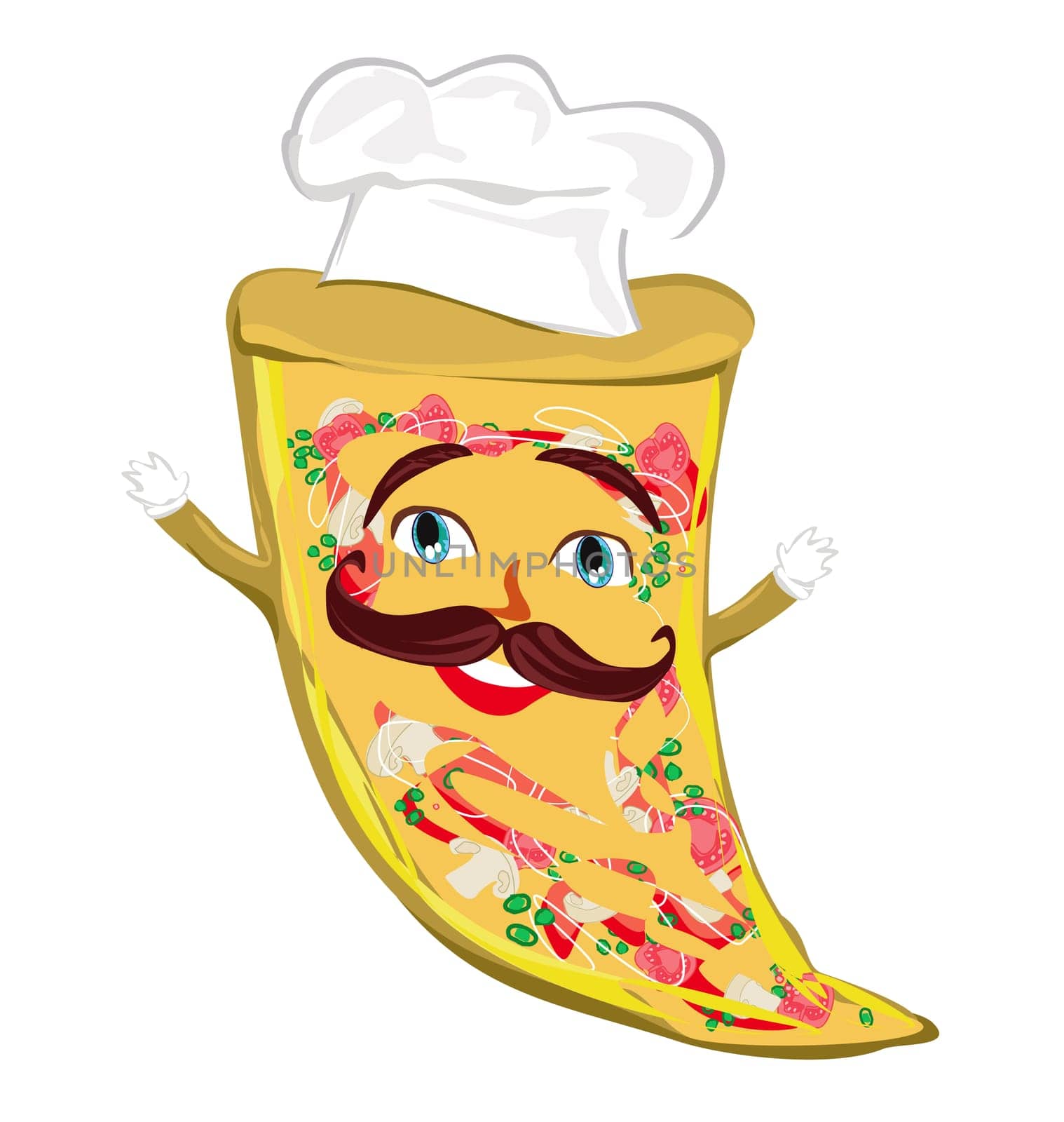 Cartoon pizza chef - funny character isolated from the background