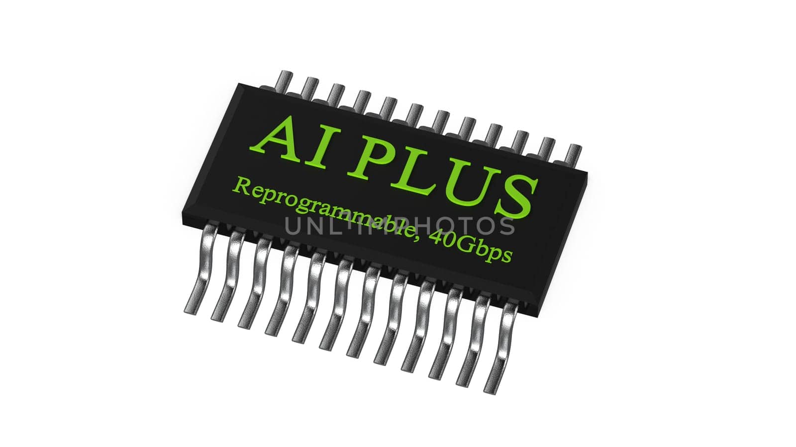 The 3d rendering of AI PLUS with Digital Brain is learning processing big data, analysis information