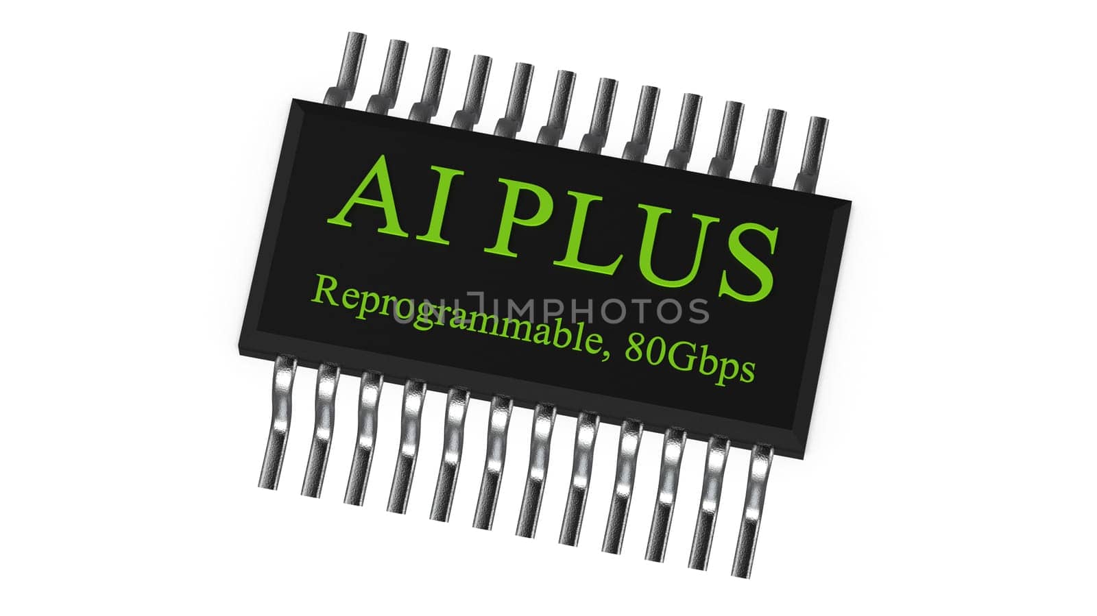 The 3d rendering of AI PLUS with Digital Brain is learning processing big data, analysis information