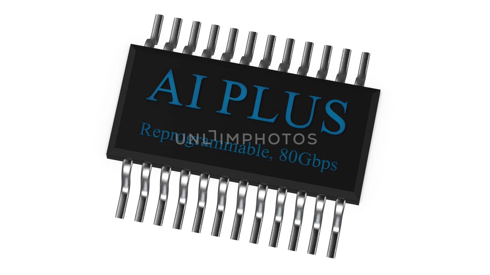 The 3d rendering of AI PLUS with Digital Brain is learning processing big data, analysis information