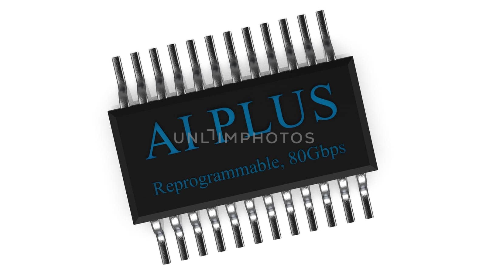 The 3d rendering of AI PLUS with Digital Brain is learning processing big data, analysis information
