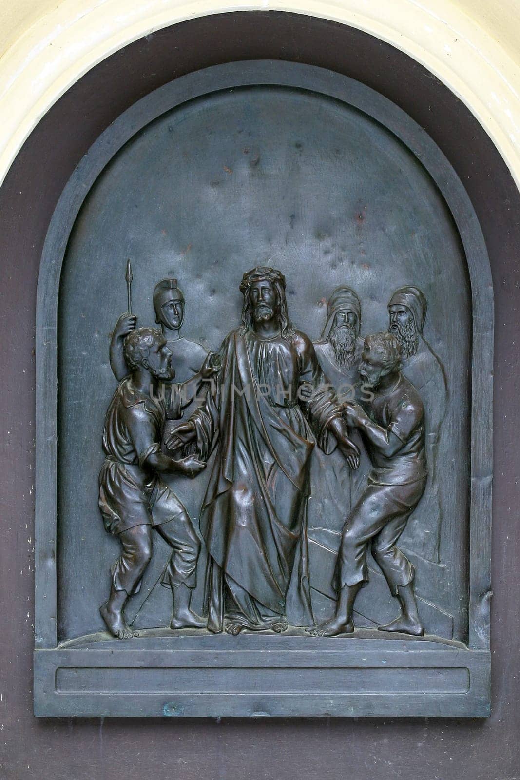 10th Stations of the Cross, Jesus is stripped of His garments, St Francis Xavier's Church in Zagreb, Croatia