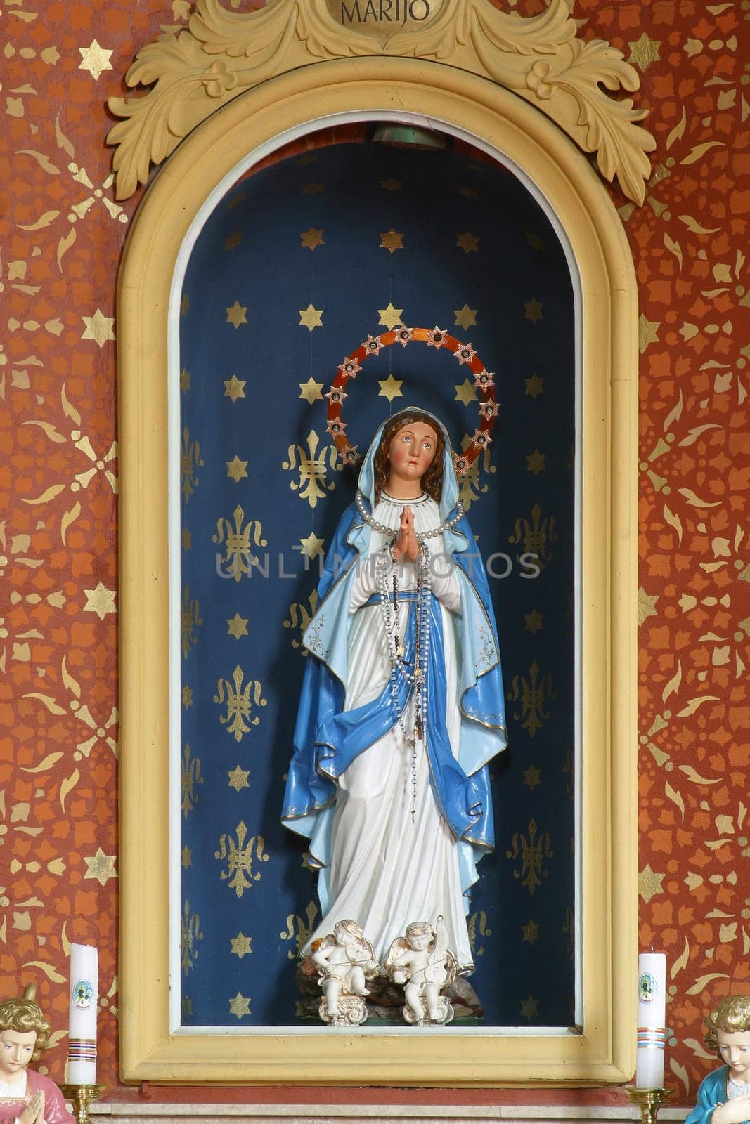 Our Lady of Lourdes, altar in the parish church of Saint Helena in Zabok, Croatia