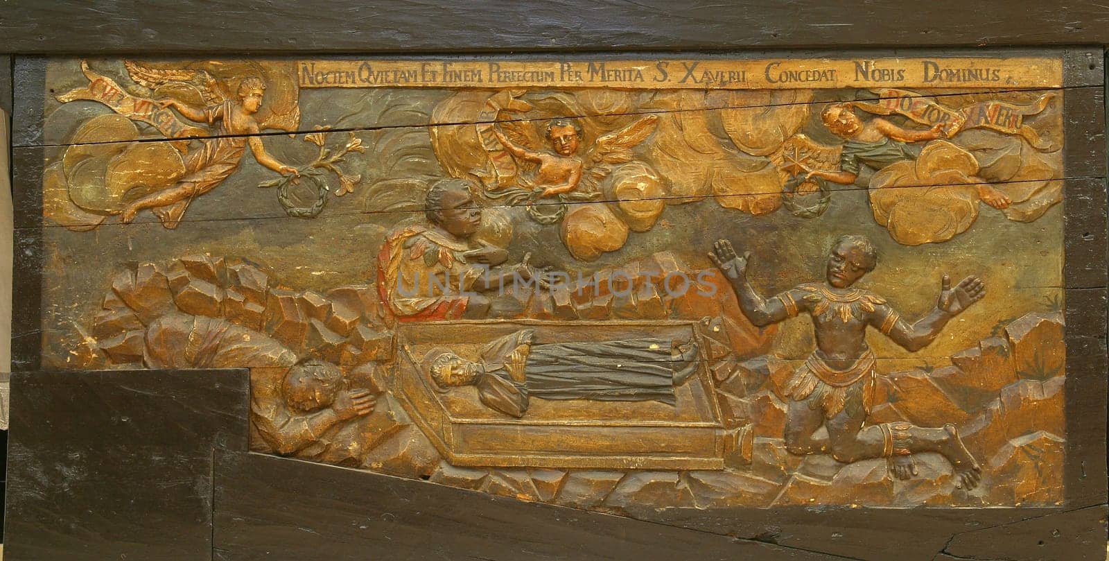 The death of Saint Francis Xavier, Our Lady's Altar in Franciscan church of St. Francis Xavier in Zagreb, Croatia