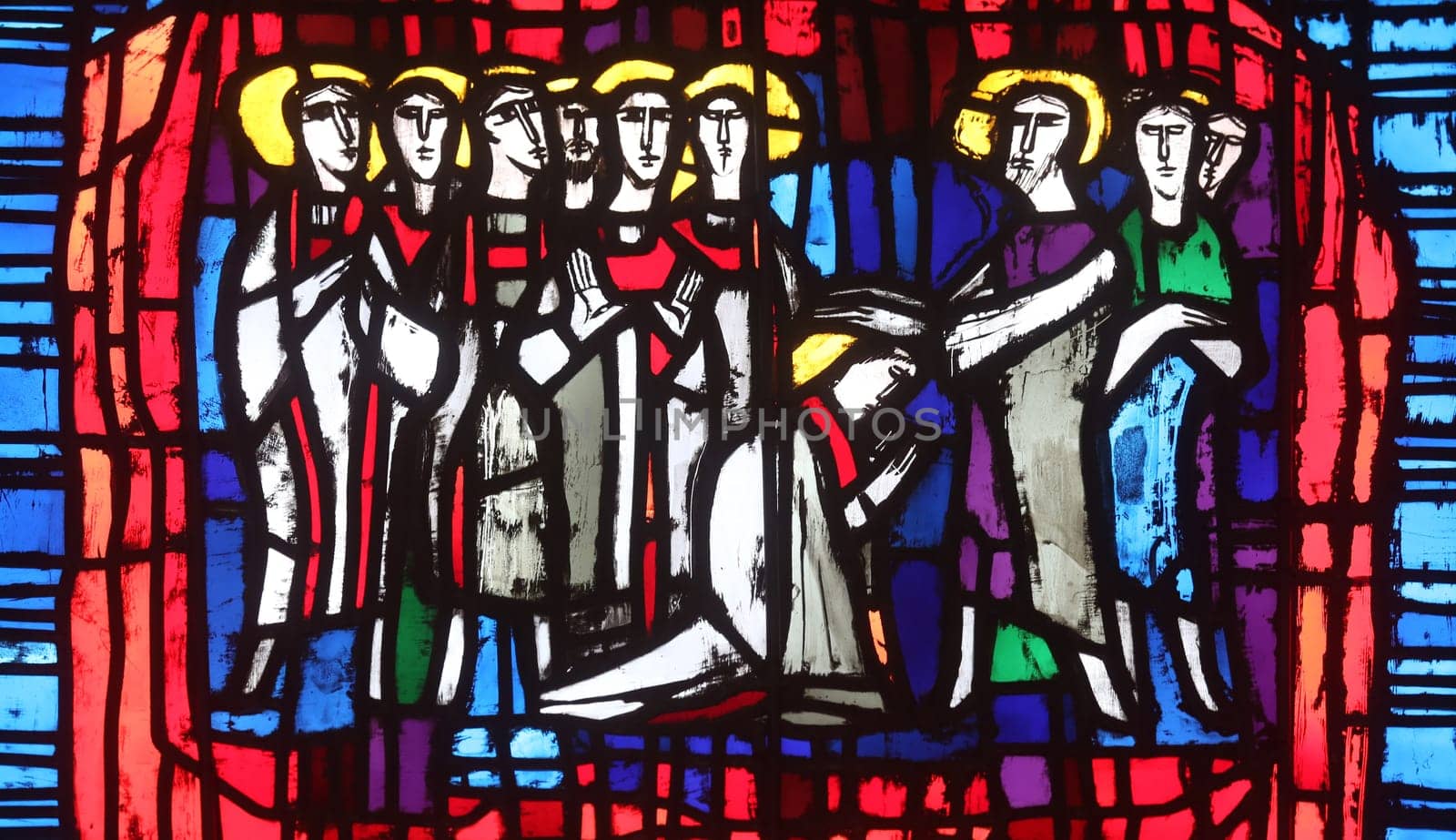 Stained glass window in the parish church of St. Stephen in Wasseralfingen, Germany