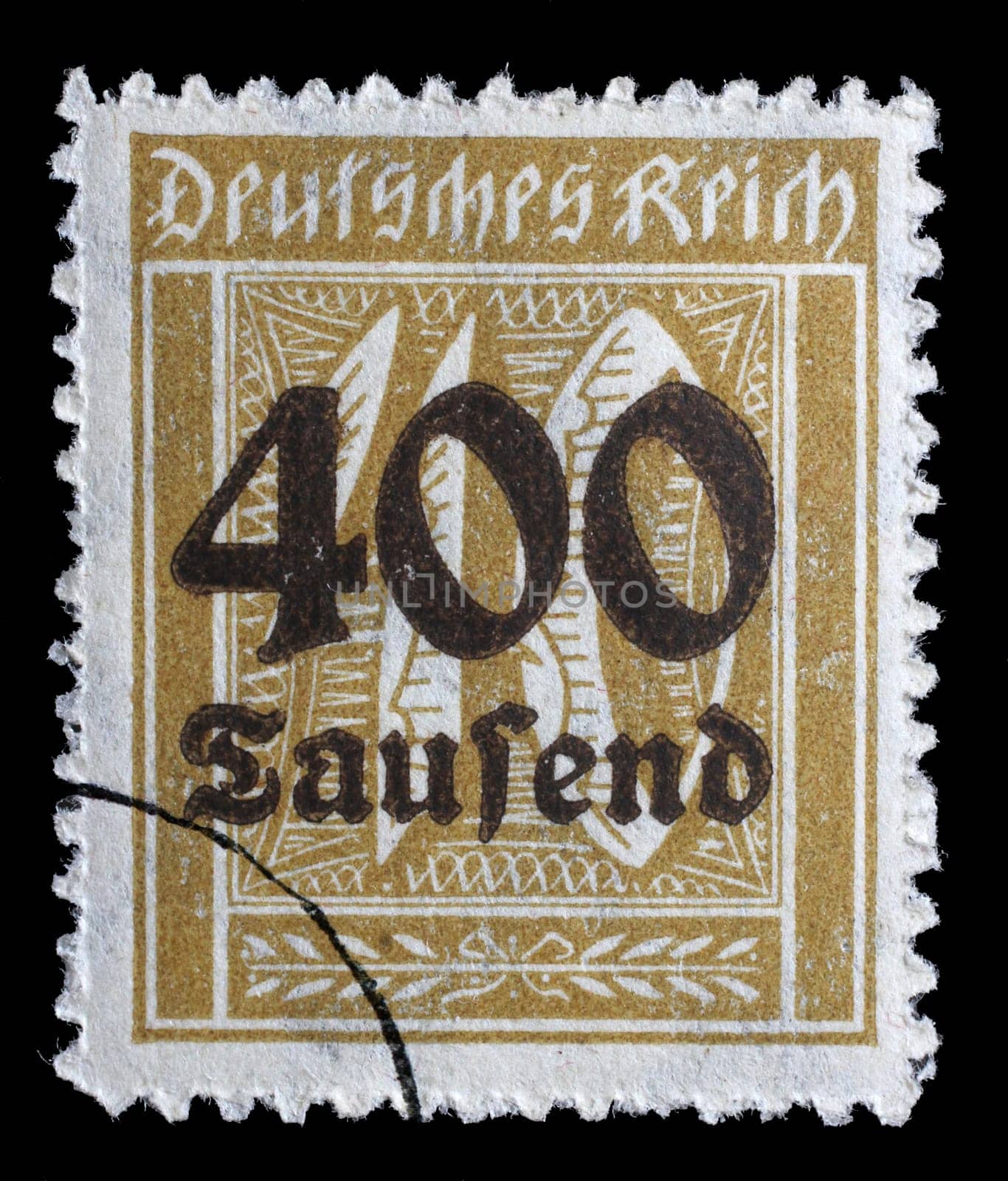 Stamp printed in Germany shows numeric value, circa 1923.