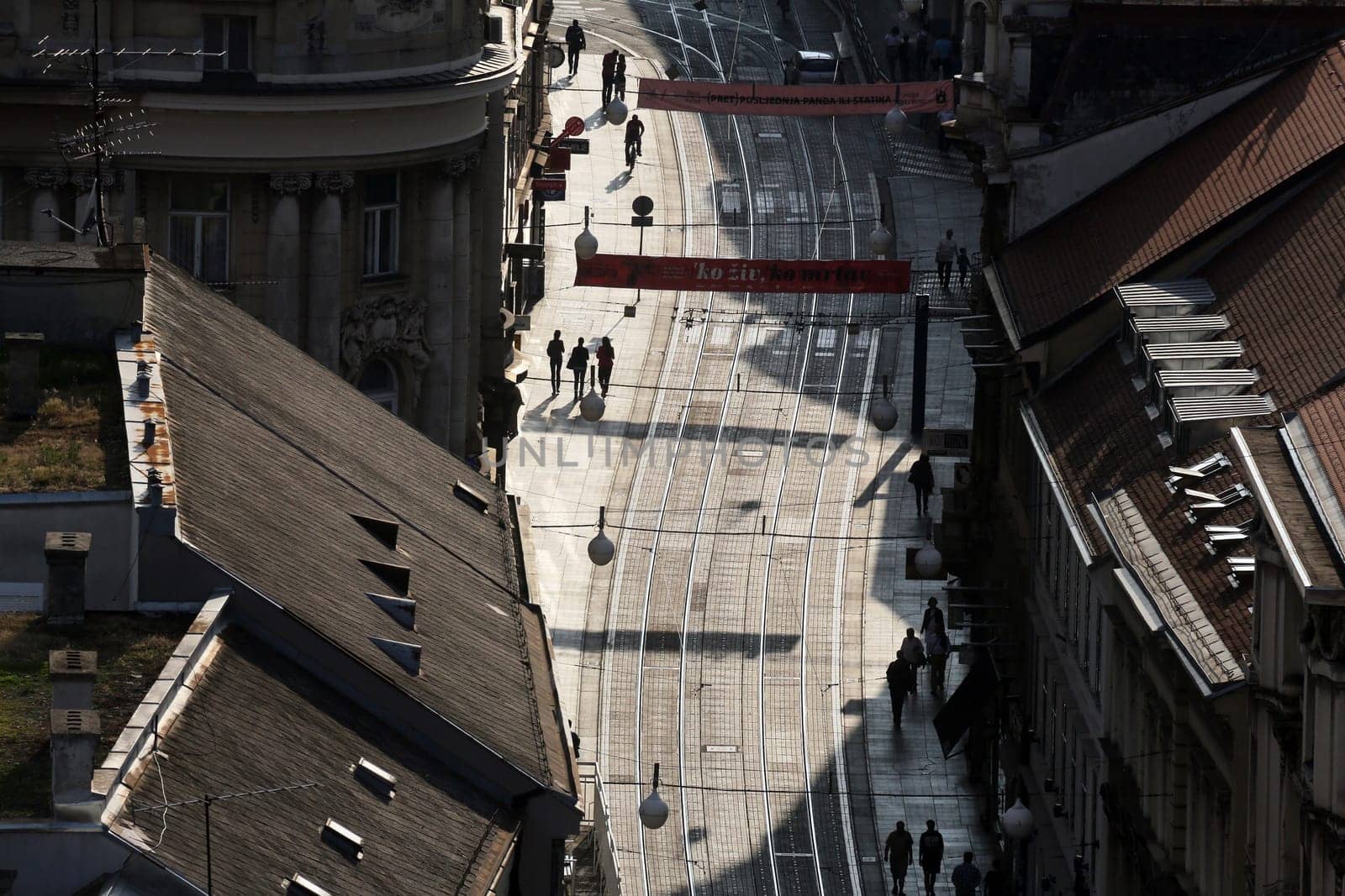 Panoramic view of the Ilica street in Zagreb, Croatia