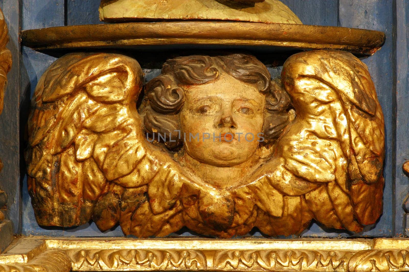 Angel, statue on the altar in the Parish church of St. Barbara in Vrapce, Zagreb, Croatia