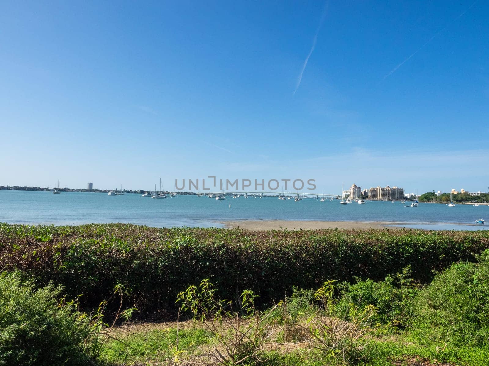 Sarasota Bay is a lagoon located off the central west coast of Florida in the United States. Though no significant single stream of freshwater enters the bay, with a drainage basin limited to 150 square miles in Manatee and Sarasota Counties.