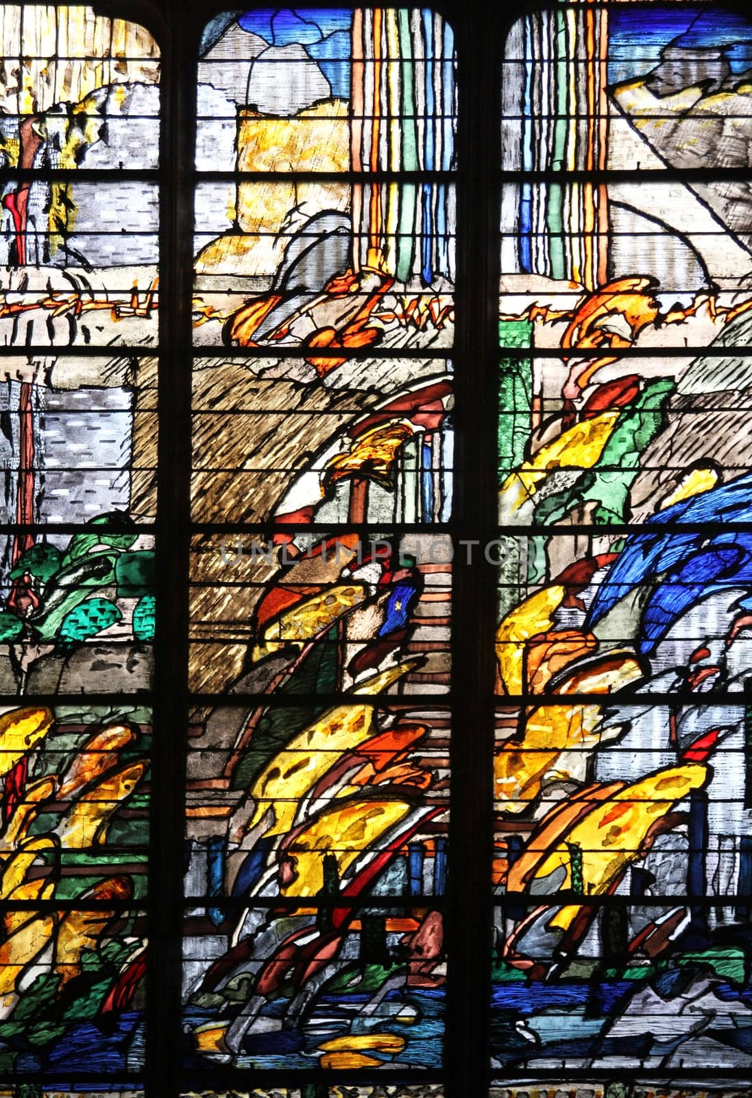 Abstract stained glass, Church of St. Gervais and St. Protais, Paris