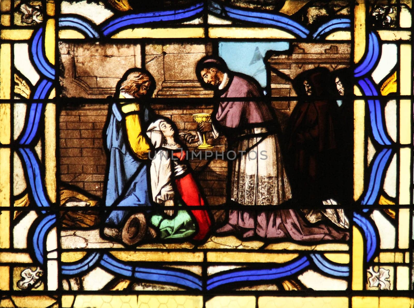 Saint Charles Borromeo, stained glass window from Saint Germain-l'Auxerrois church, Paris
