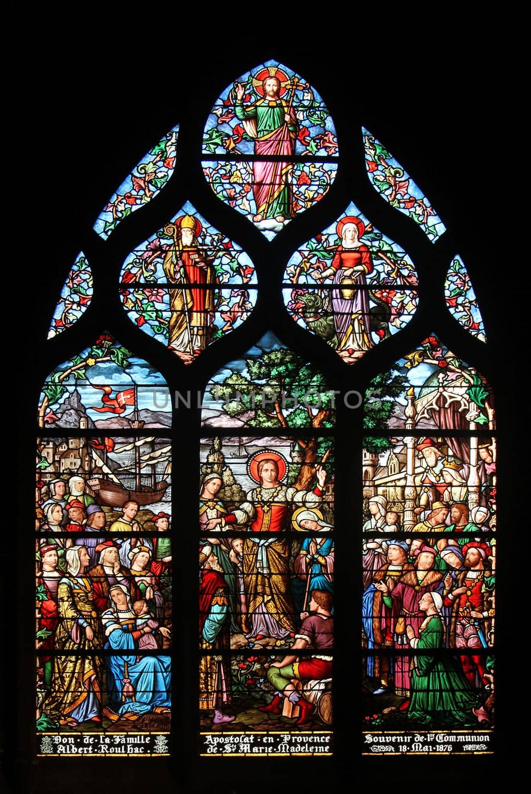 Saint Mary Magdalene, stained glass, Saint Severin church, Paris, France