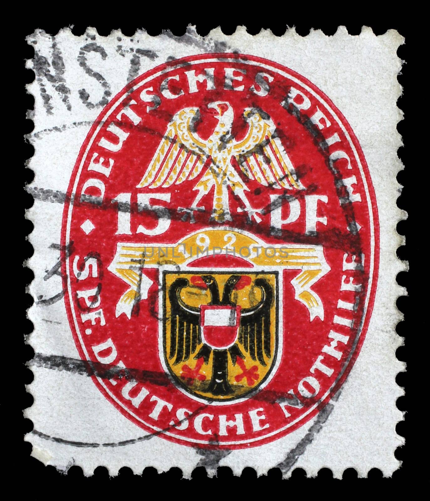 Stamp printed in the German Reich shows Coat of arms, Charity Stamps, circa 1928.