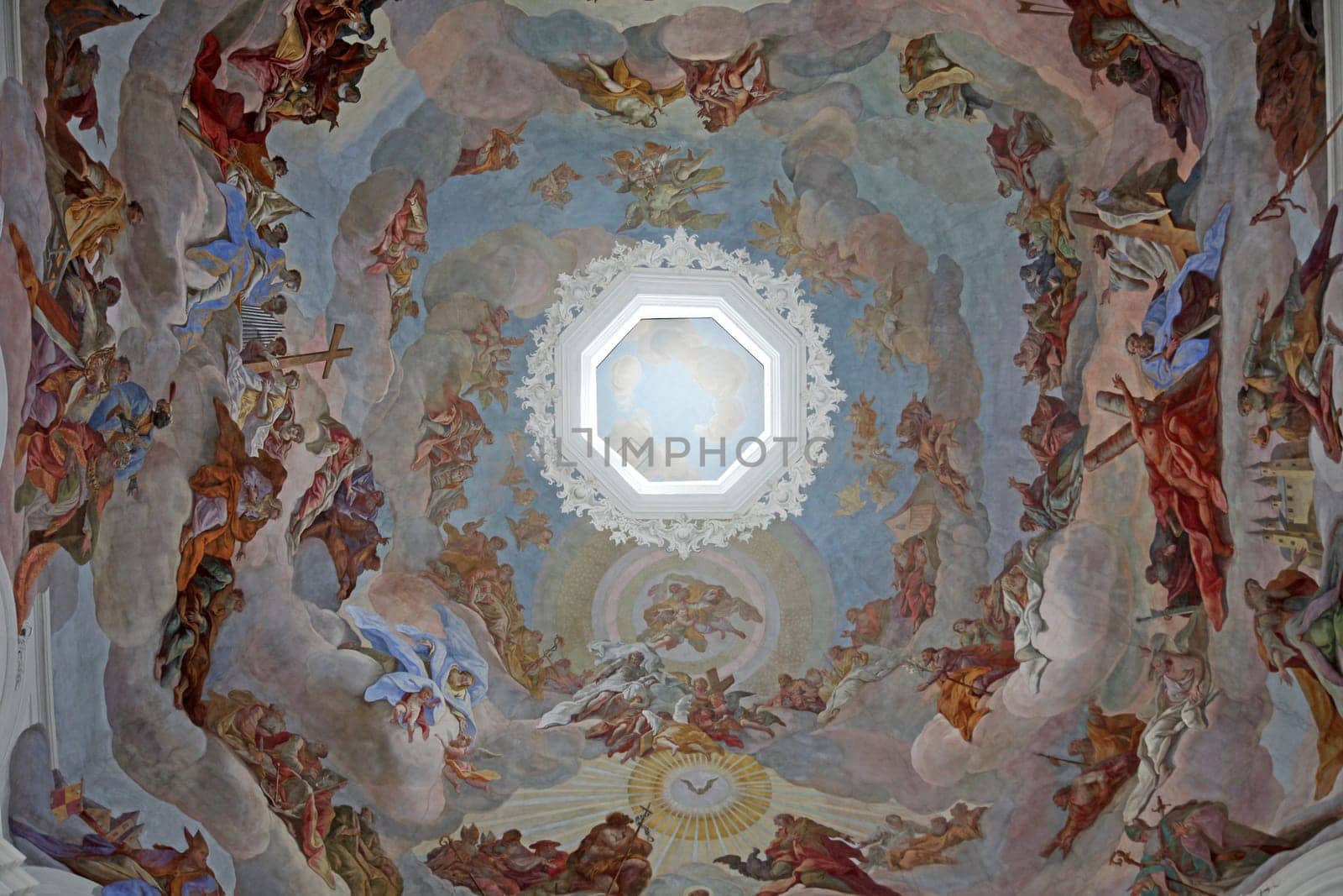 Fresco painting in the Neumunster Collegiate Church in Wurzburg