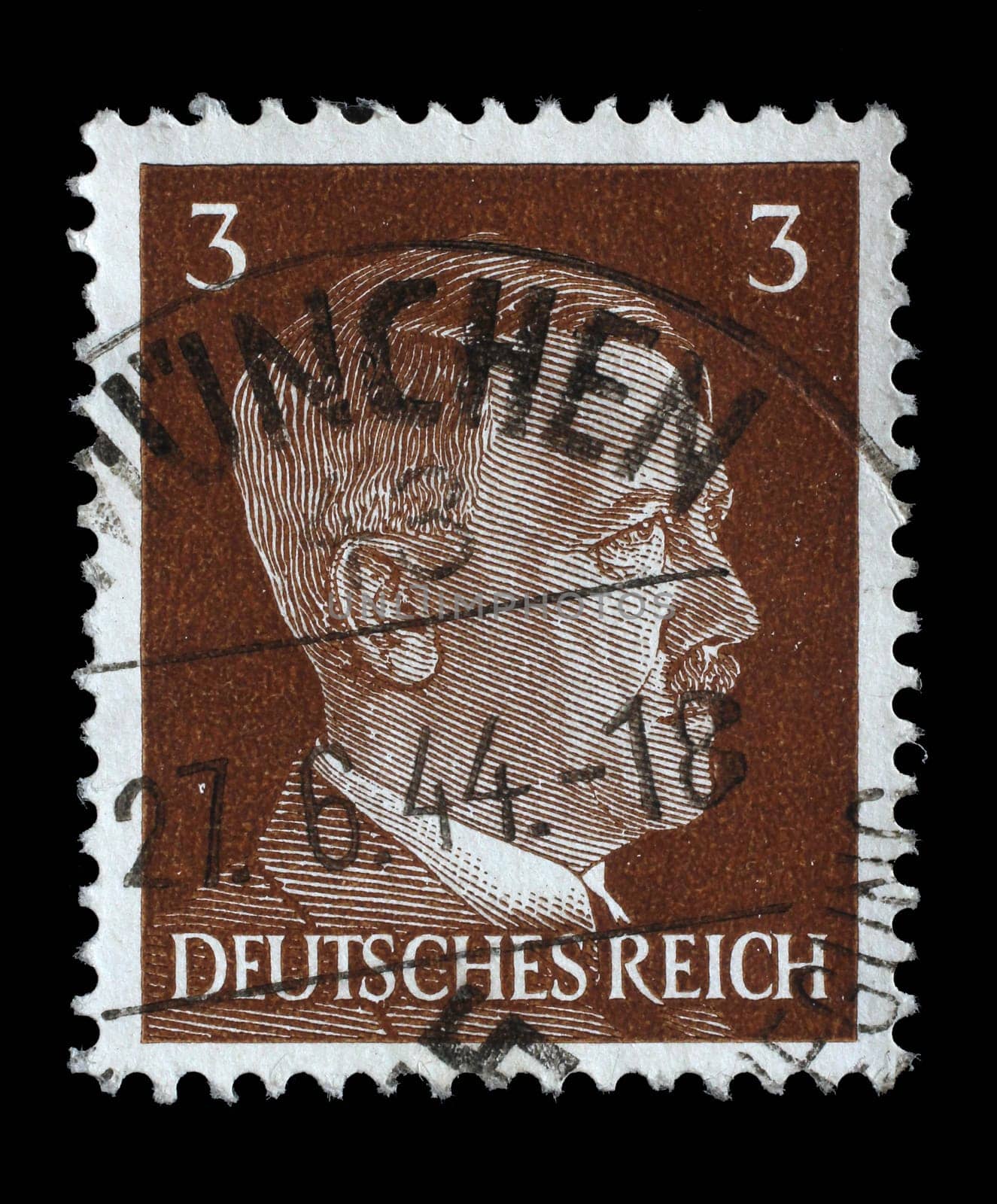 Stamp printed in Germany shows image of Adolf Hitler, series, 1941.