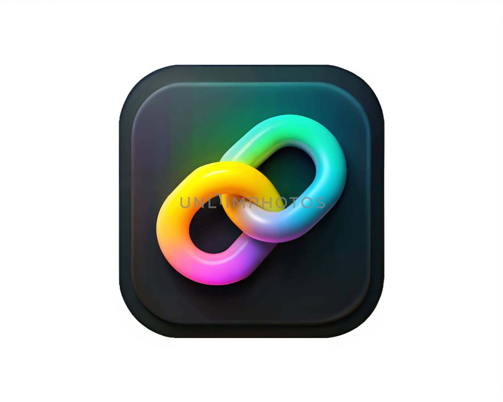 A vibrant and colorful digital supply chain icon featuring linked chains, isolated on white background, symbolizing connection, logistics, and management.