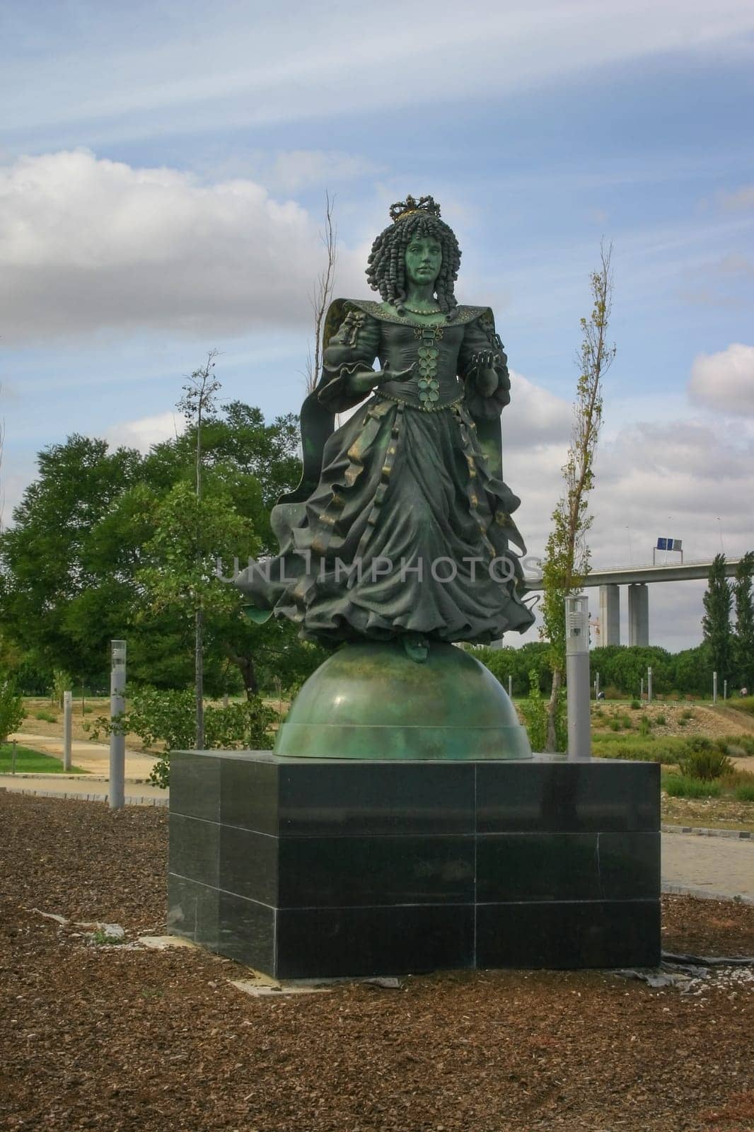 Lisbon, Portugal - September 17, 2006: Catherine of Braganza (17th-century Portuguese princess who married King Charles II of England) statue in city she loved and where she died.