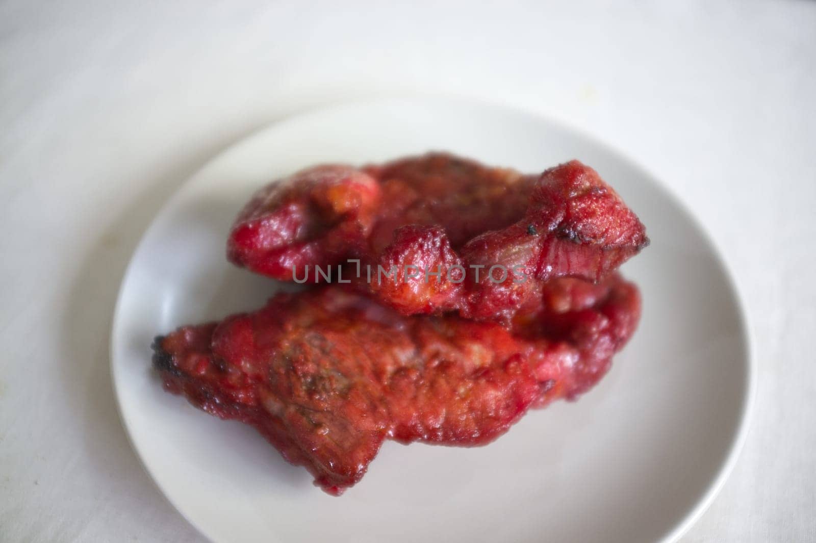 Roasted red pork on dish , THAI cuisine  , Chinese food