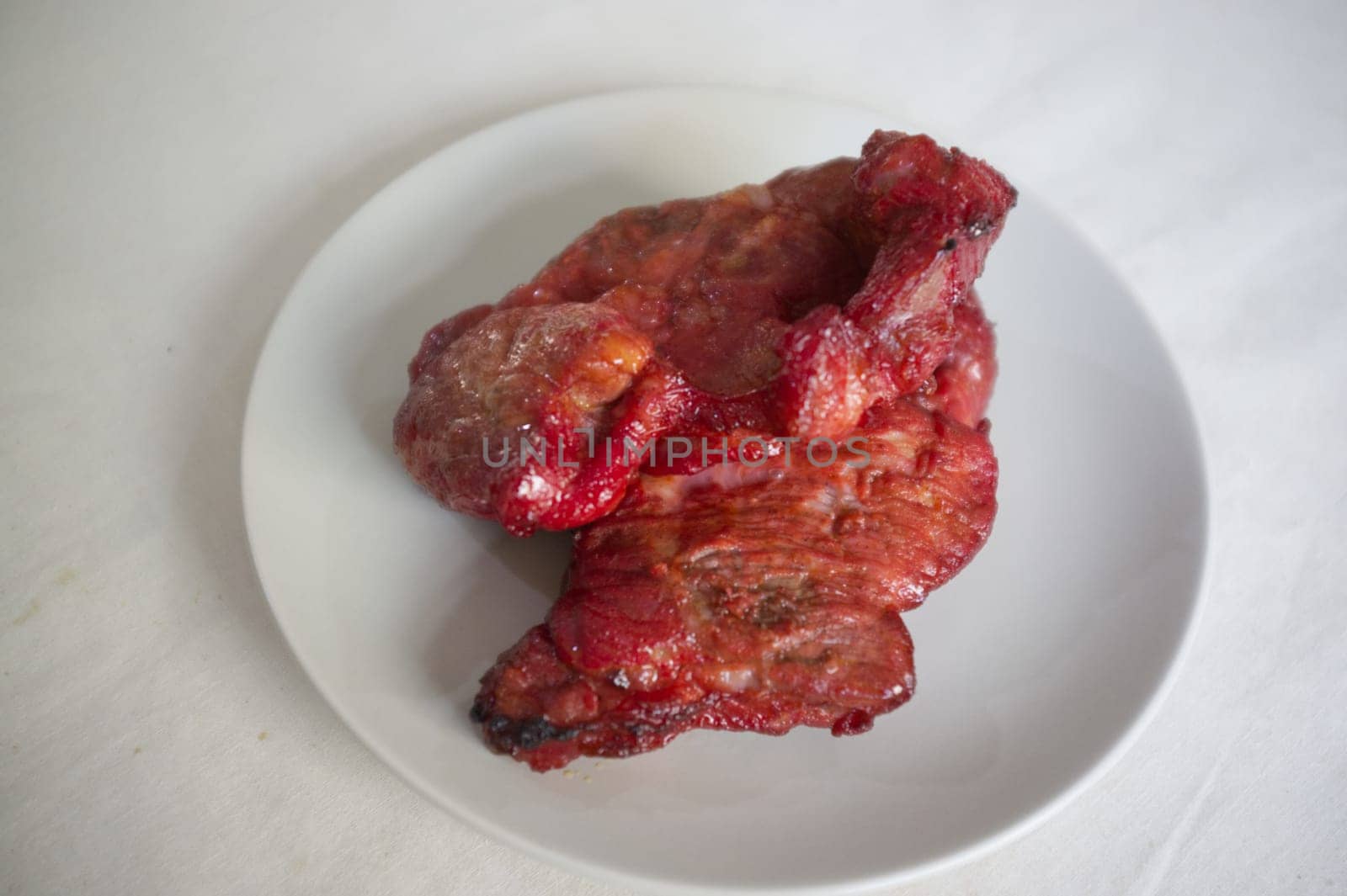 Roasted red pork on dish , THAI cuisine  , Chinese food