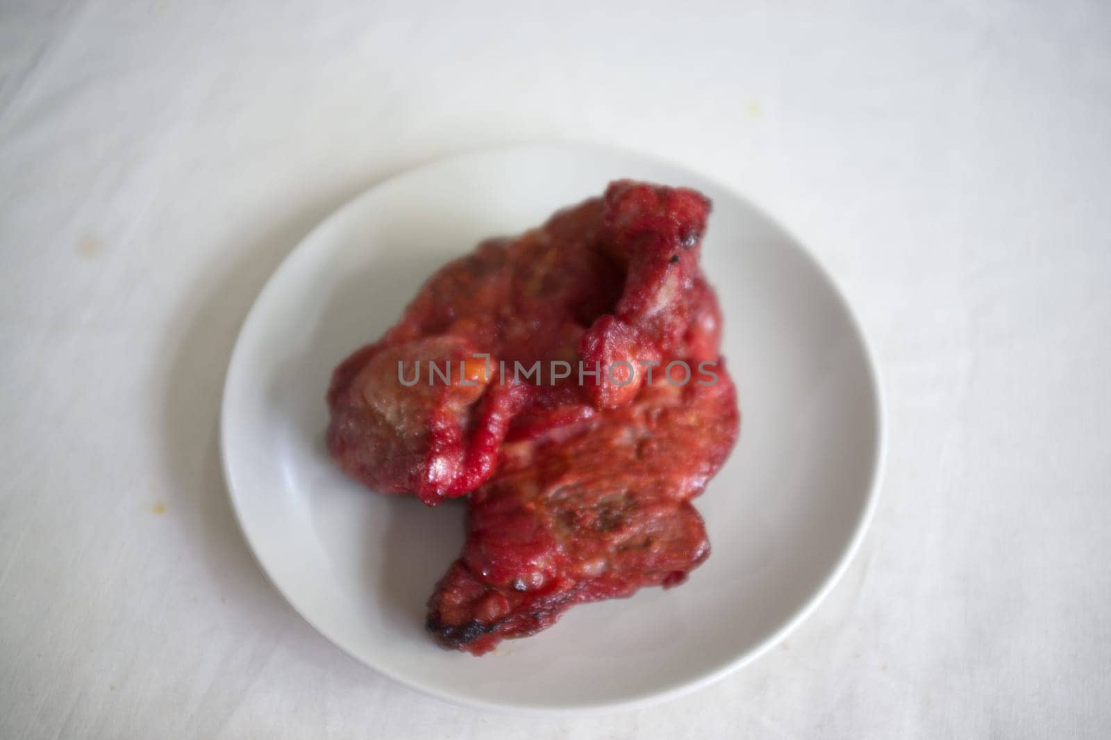 Roasted red pork on dish , THAI cuisine  , Chinese food