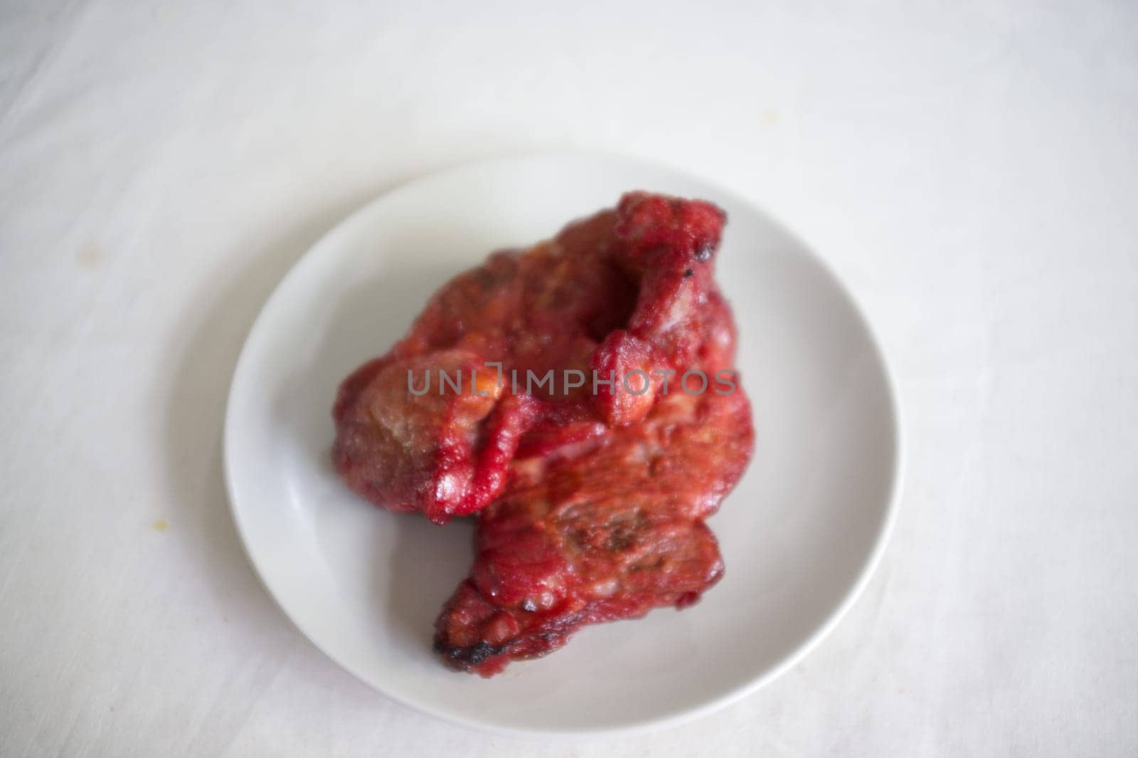 Roasted red pork on dish , THAI cuisine  , Chinese food