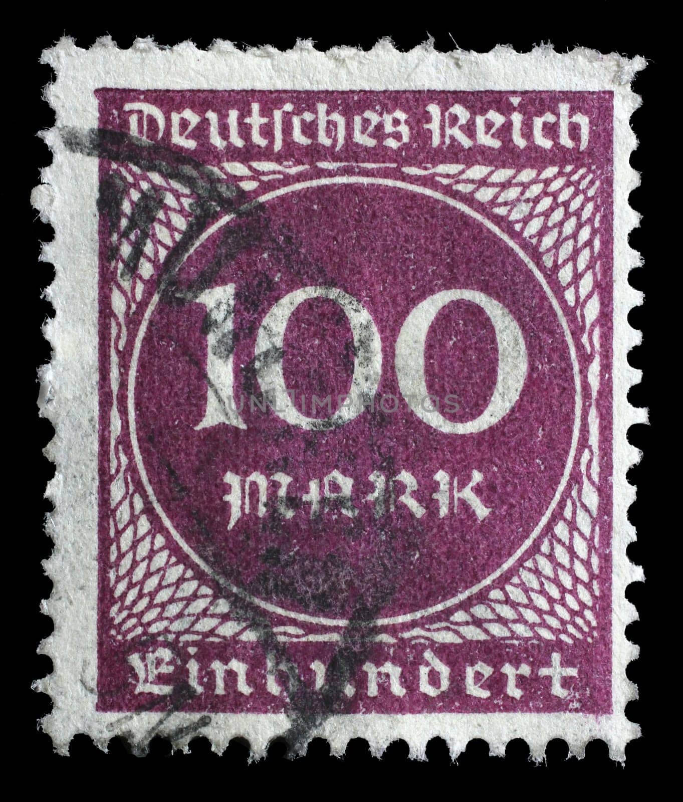 Stamp printed in Germany shows numeric value, circa 1923.