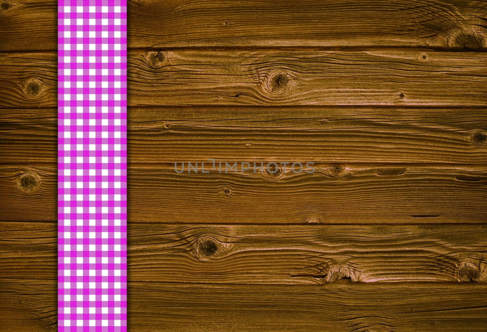Retro background with wood and pink tablecloth stripe