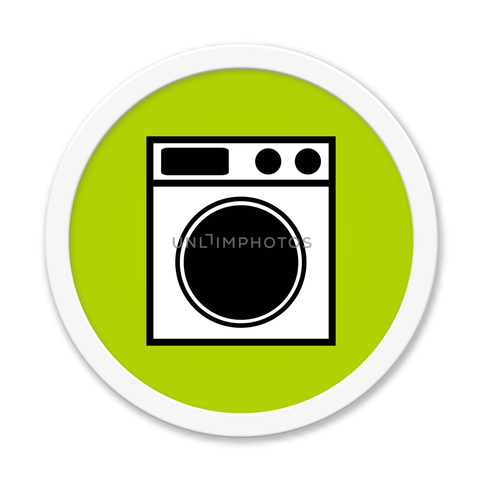 Round button with symbol washing machine