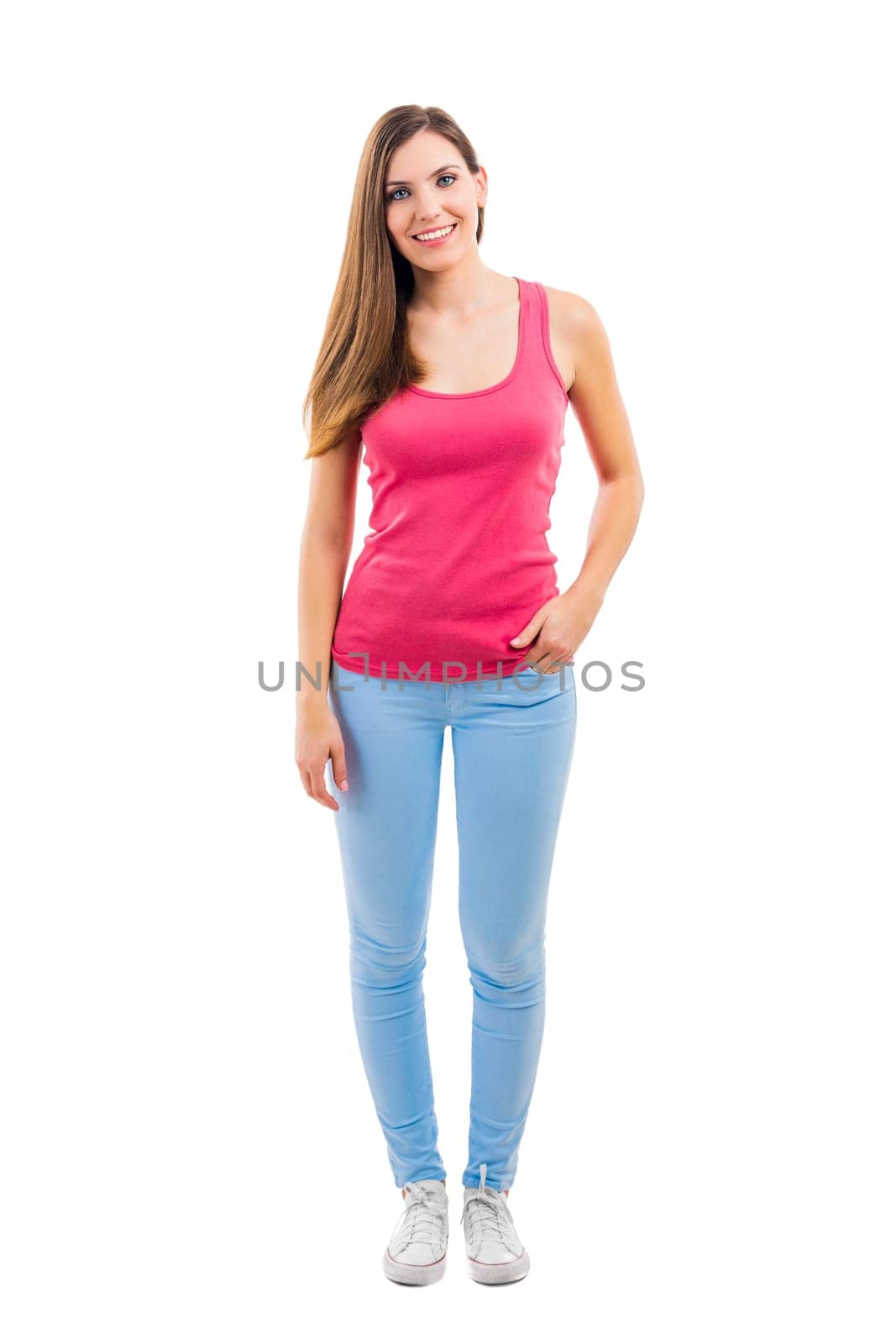 Beautiful woman isolated over a white background