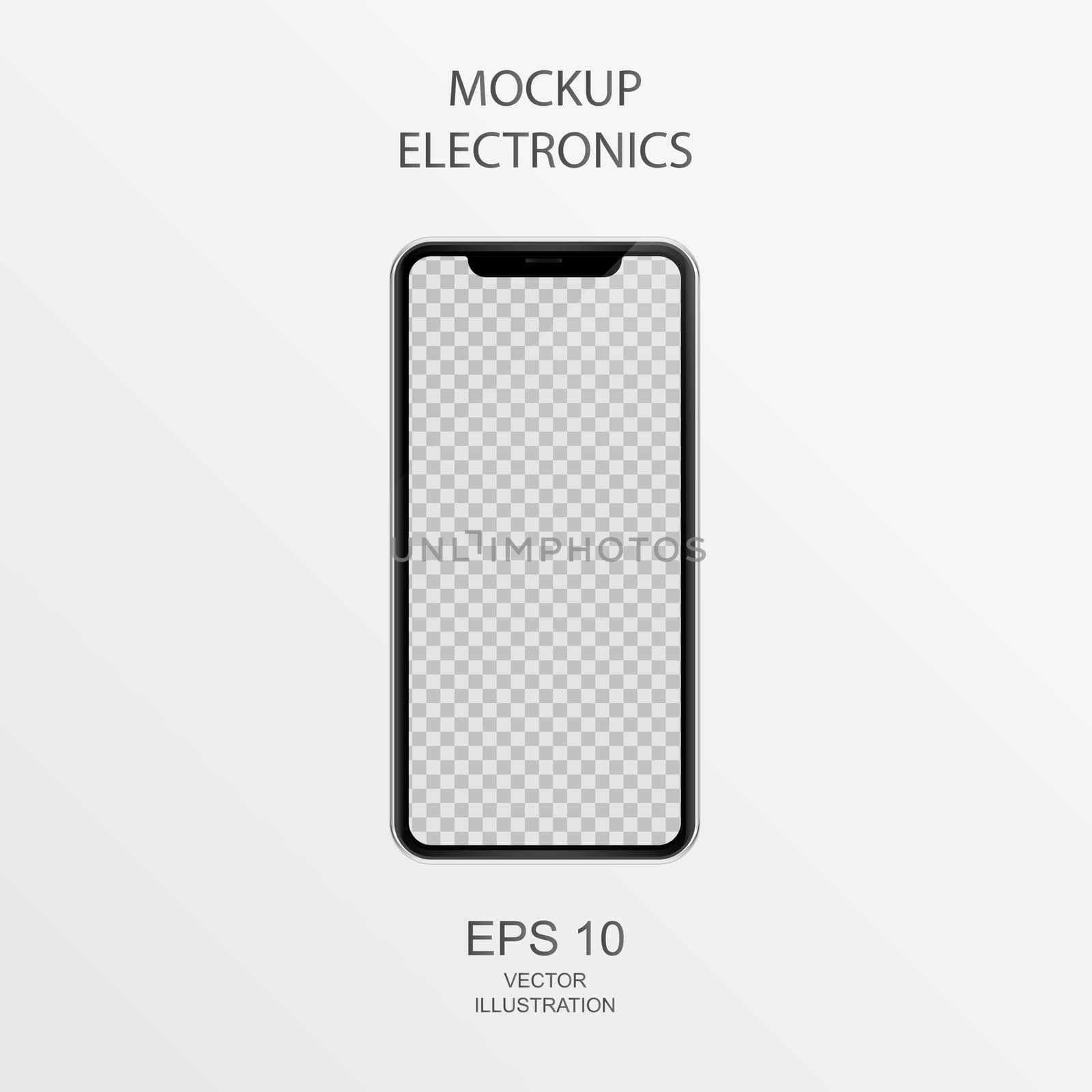 Smartphone in Black, Silver and White with Reflection - Realistic Vector illustration