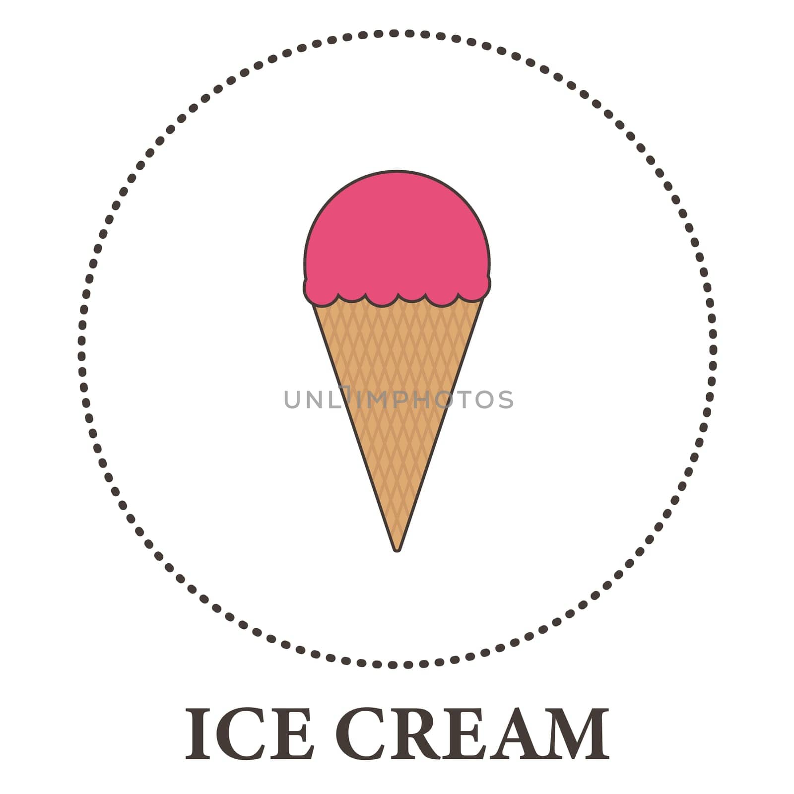 Realistic ice cream cone on white background - Vector illustration