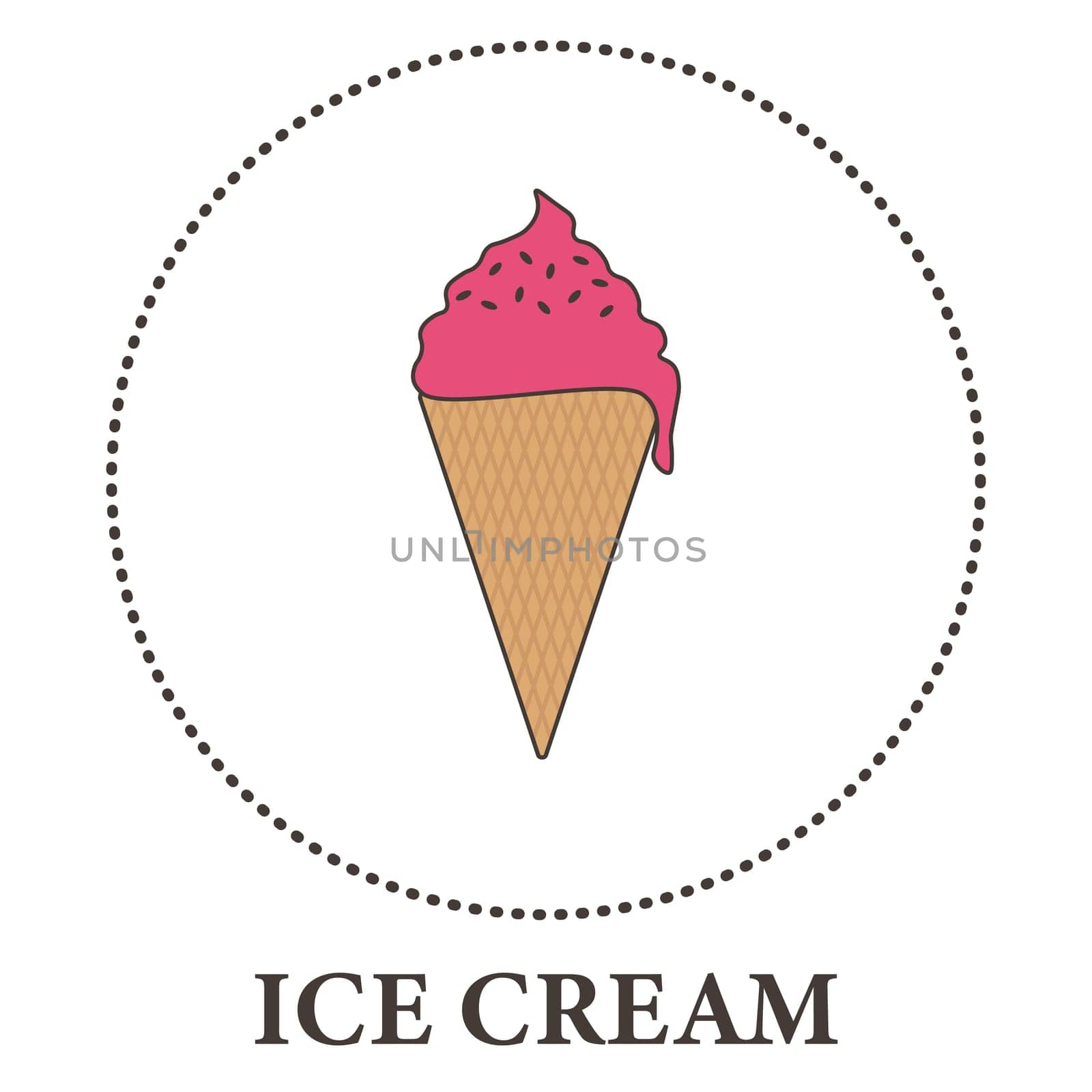 Realistic ice cream cone on white background - Vector illustration