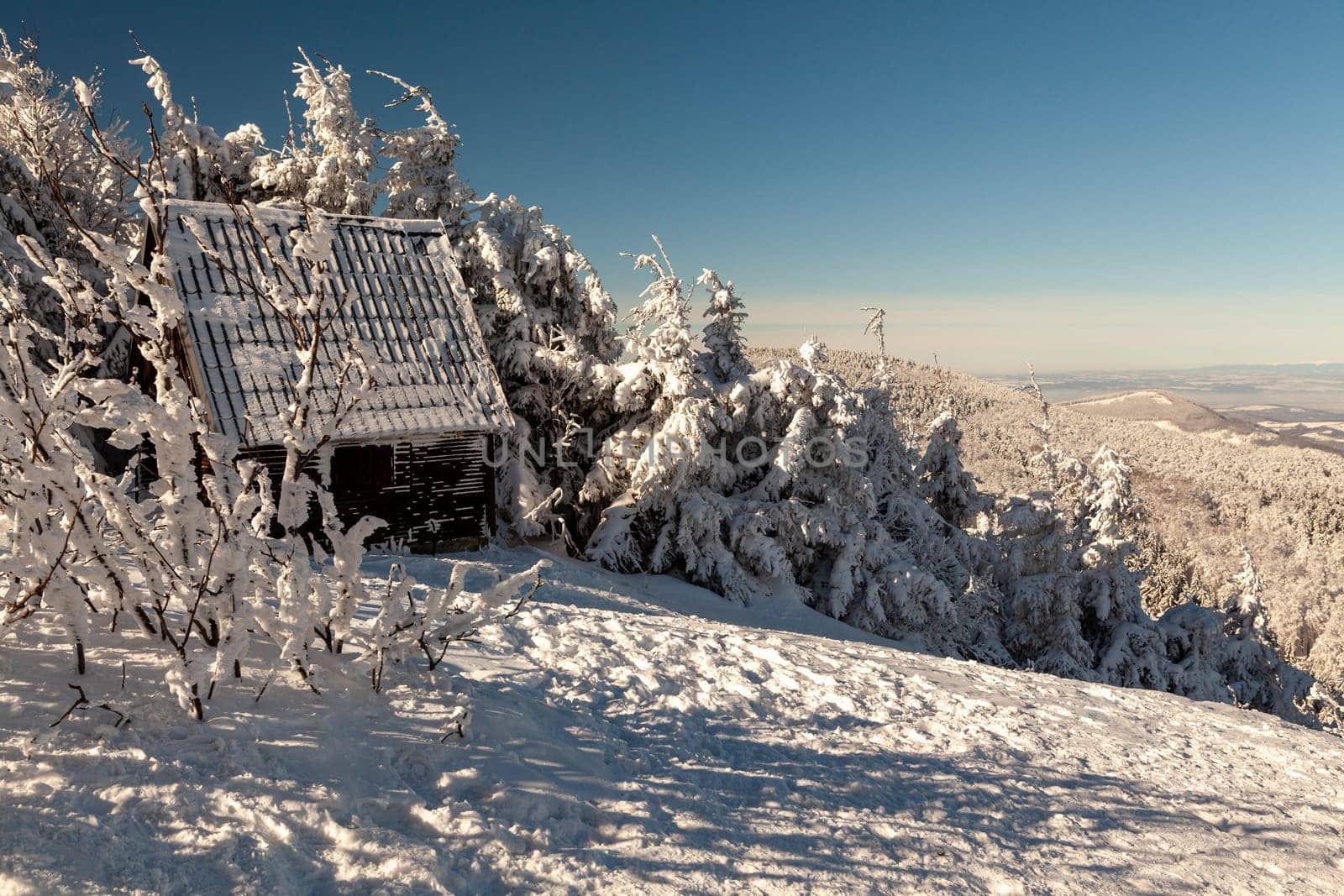 A snow covered landscape Czech Republic - Pustevny, Beskydy. High quality photo