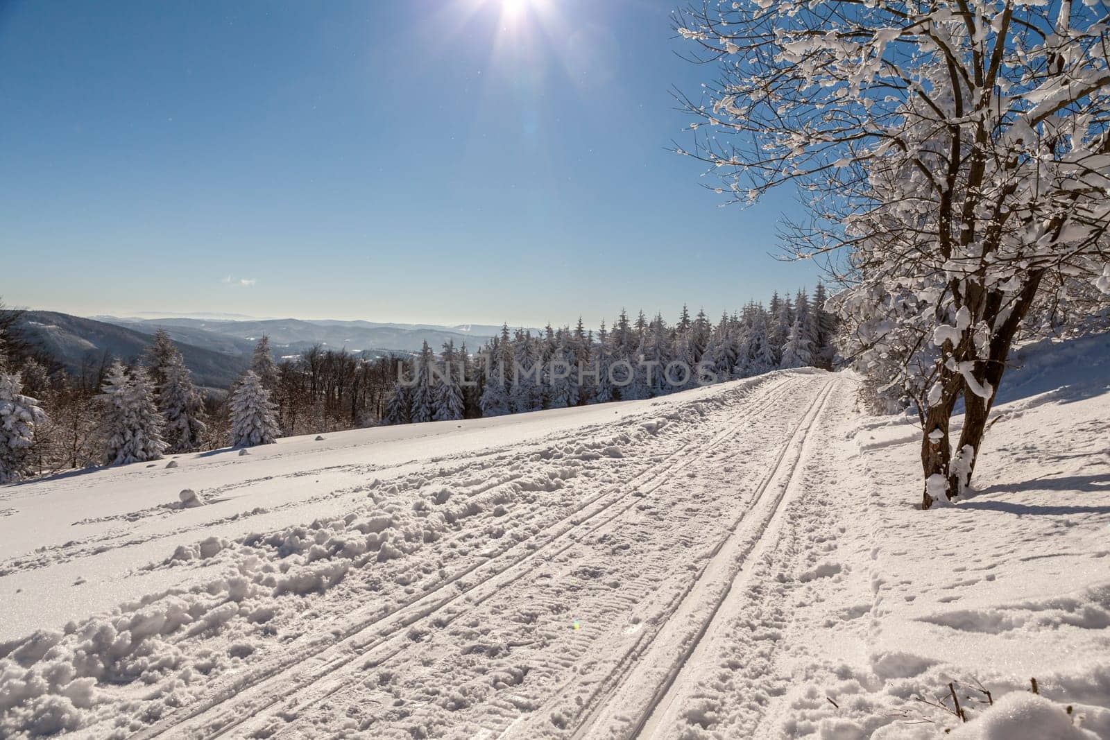 A snow covered landscape Czech Republic - Pustevny, Beskydy. High quality photo
