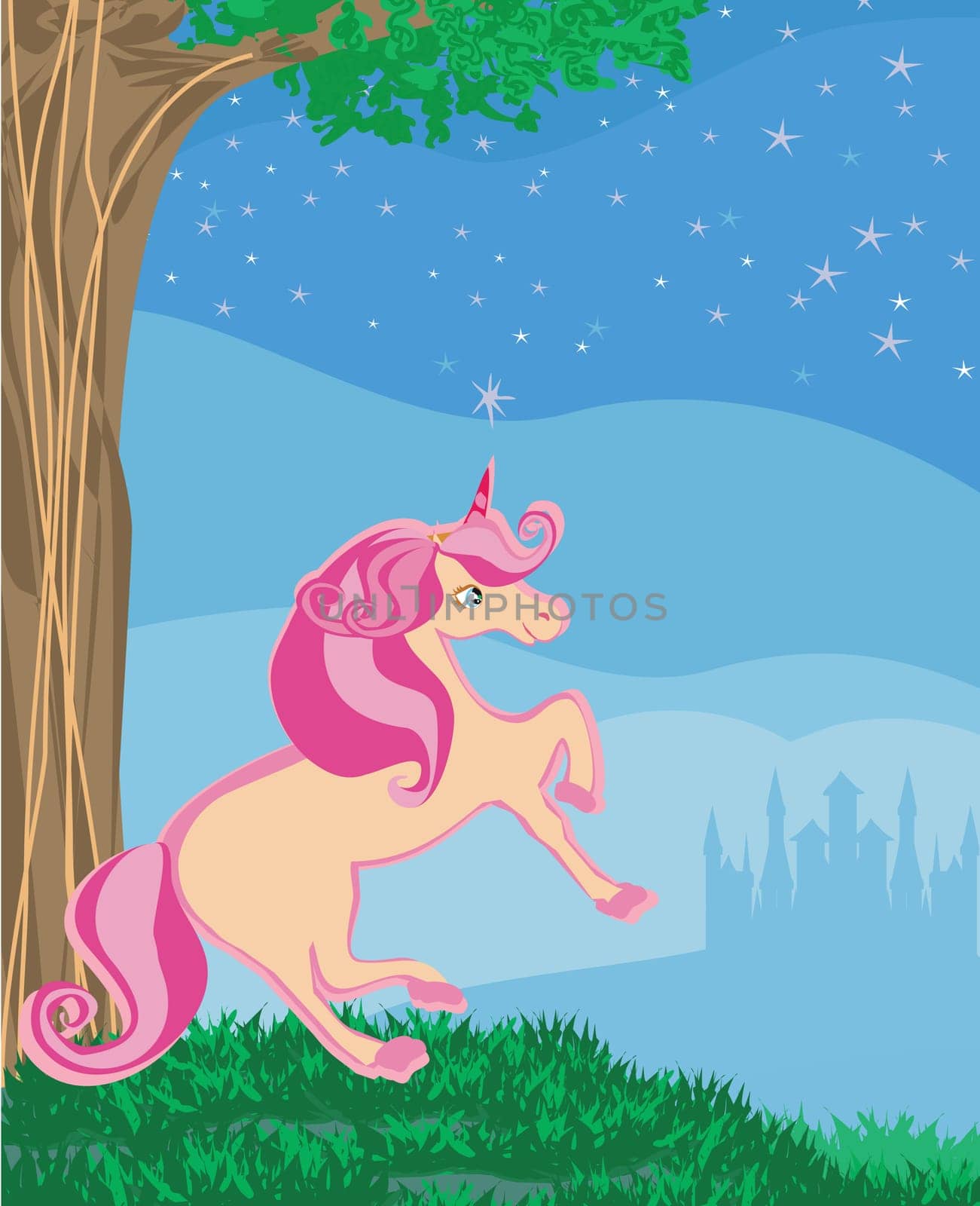 Card with a cute unicorn