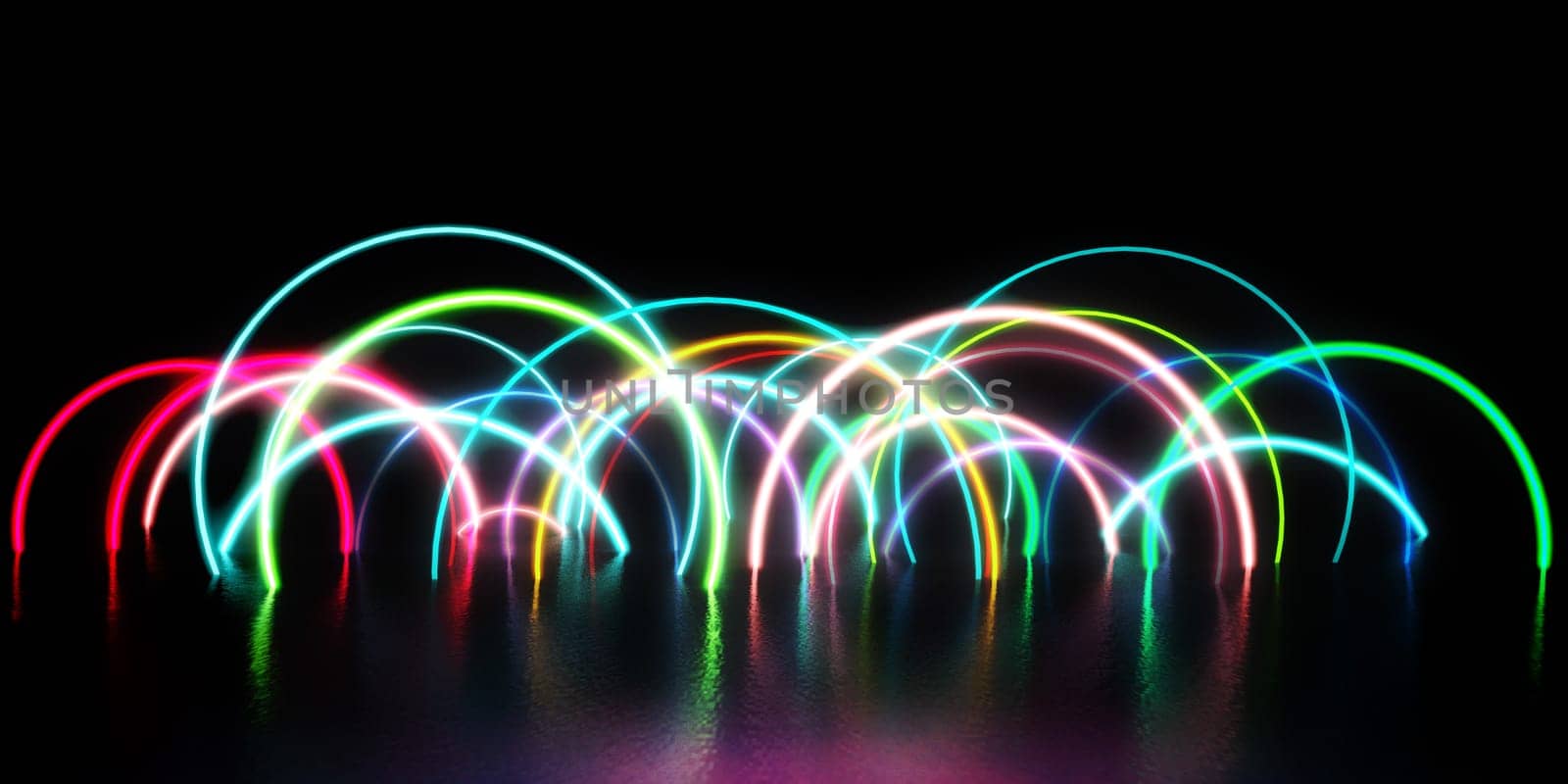 Dance Party Background with Glowing Neon Circles