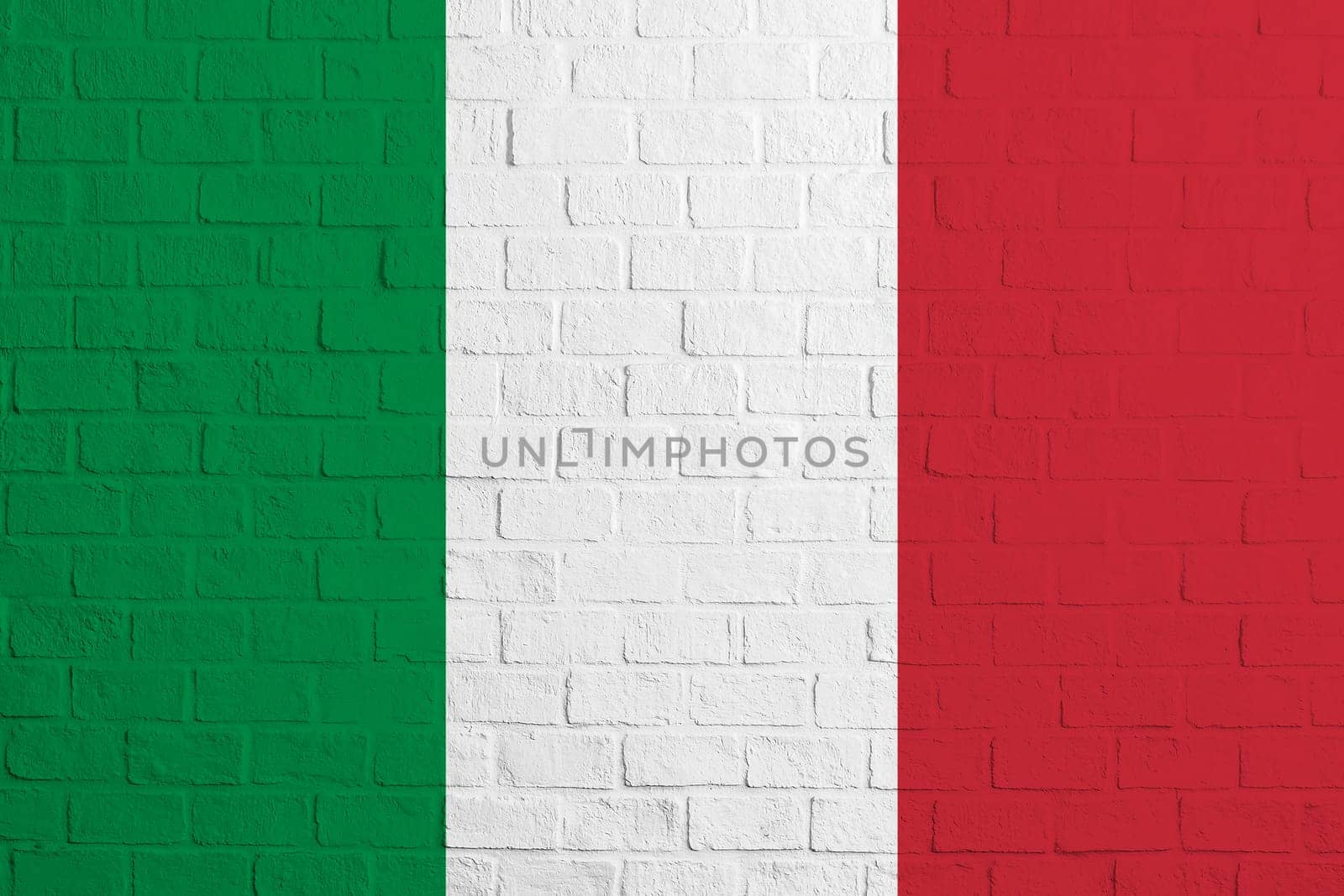 Flag of Italy Brick wall texture of the flag of Italy.