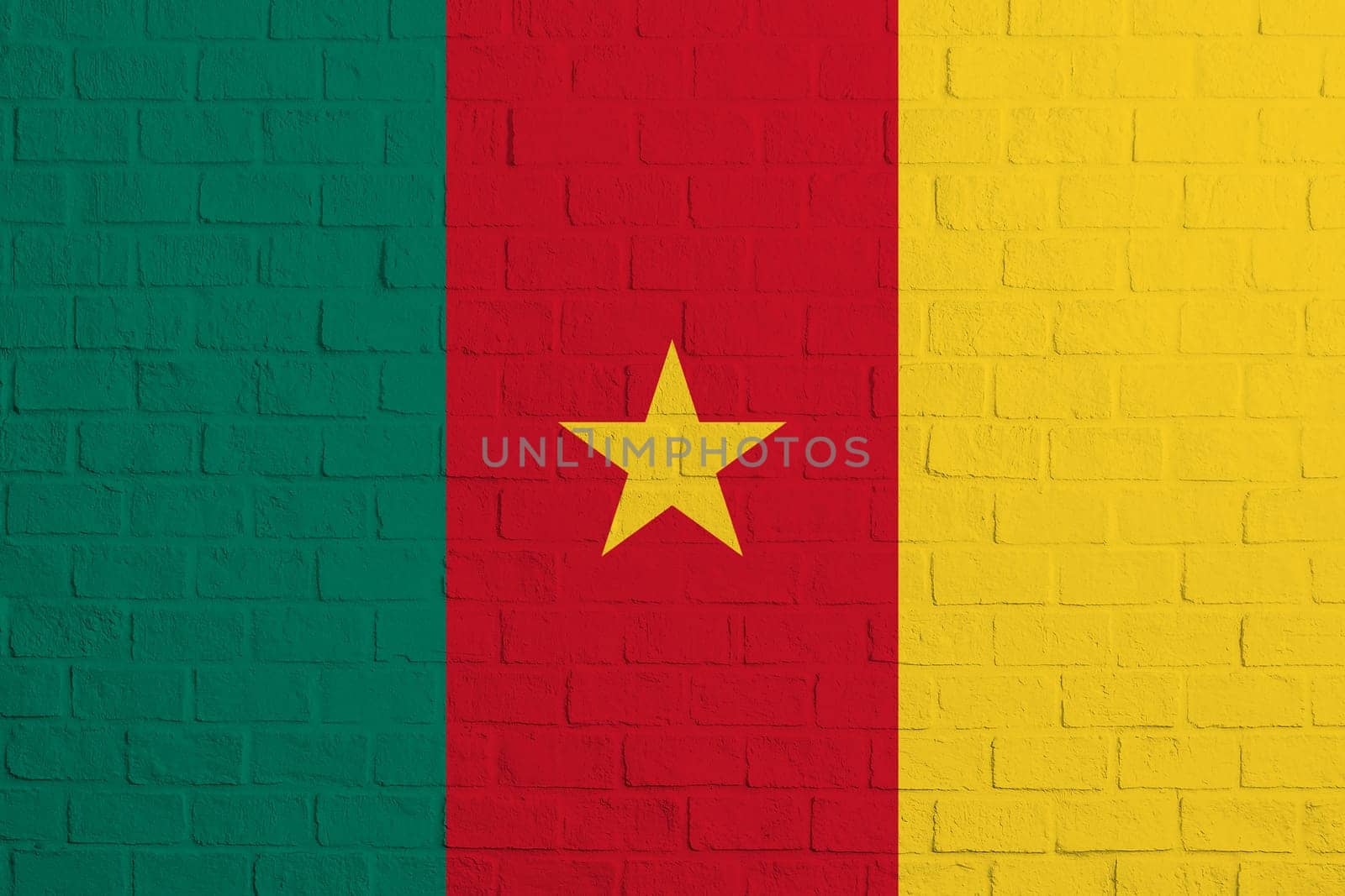 Flag of Cameroon Brick wall texture of the flag of Cameroon.