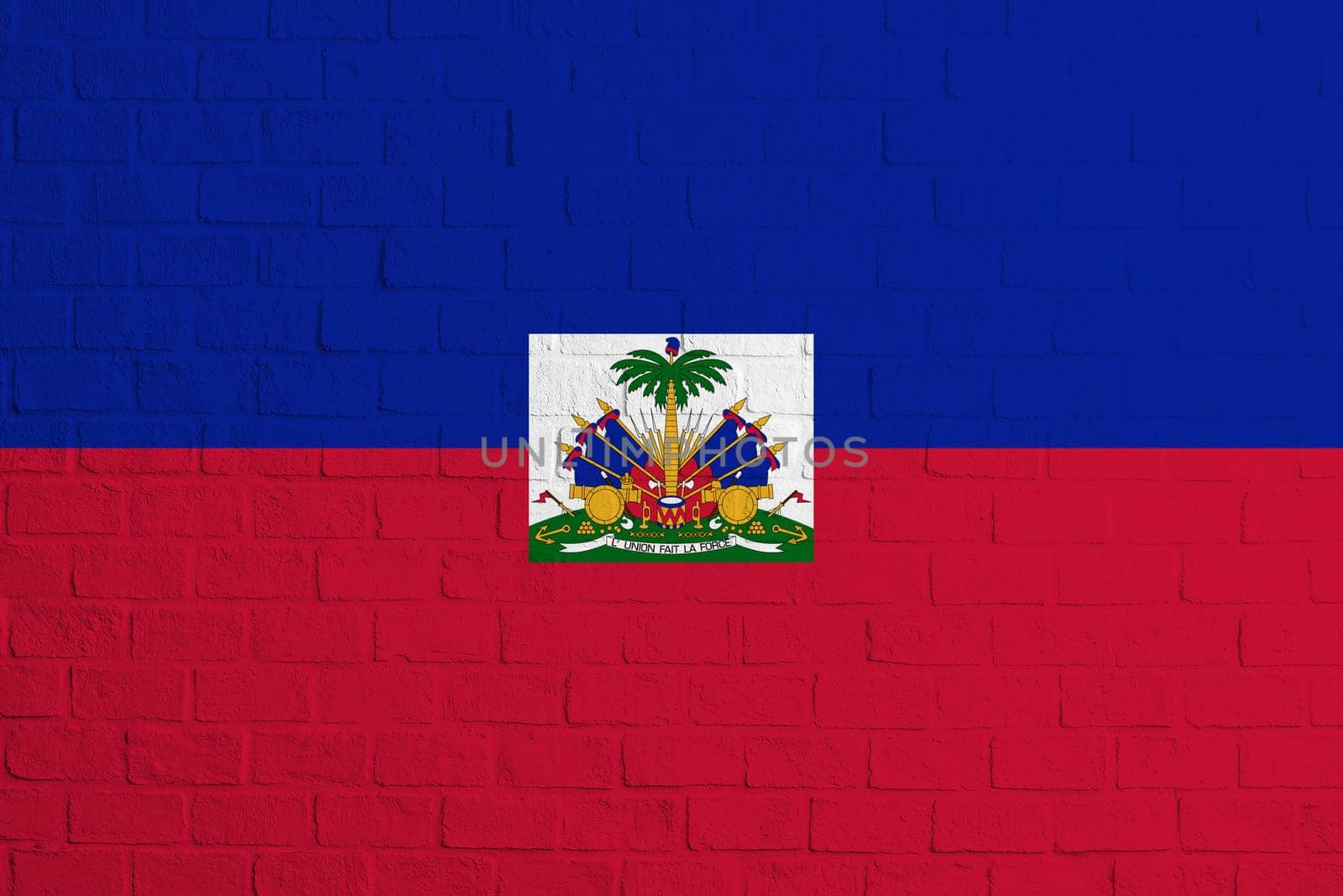 Flag of Haiti. Brick wall texture of the flag of Haiti.