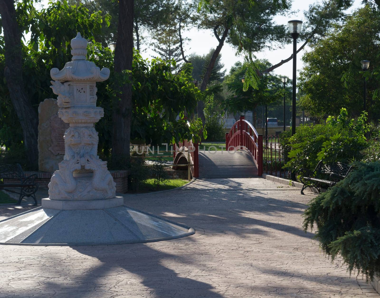 Pagoda, in an open Chinese garden, in Alhaurín de la Torre in Spain