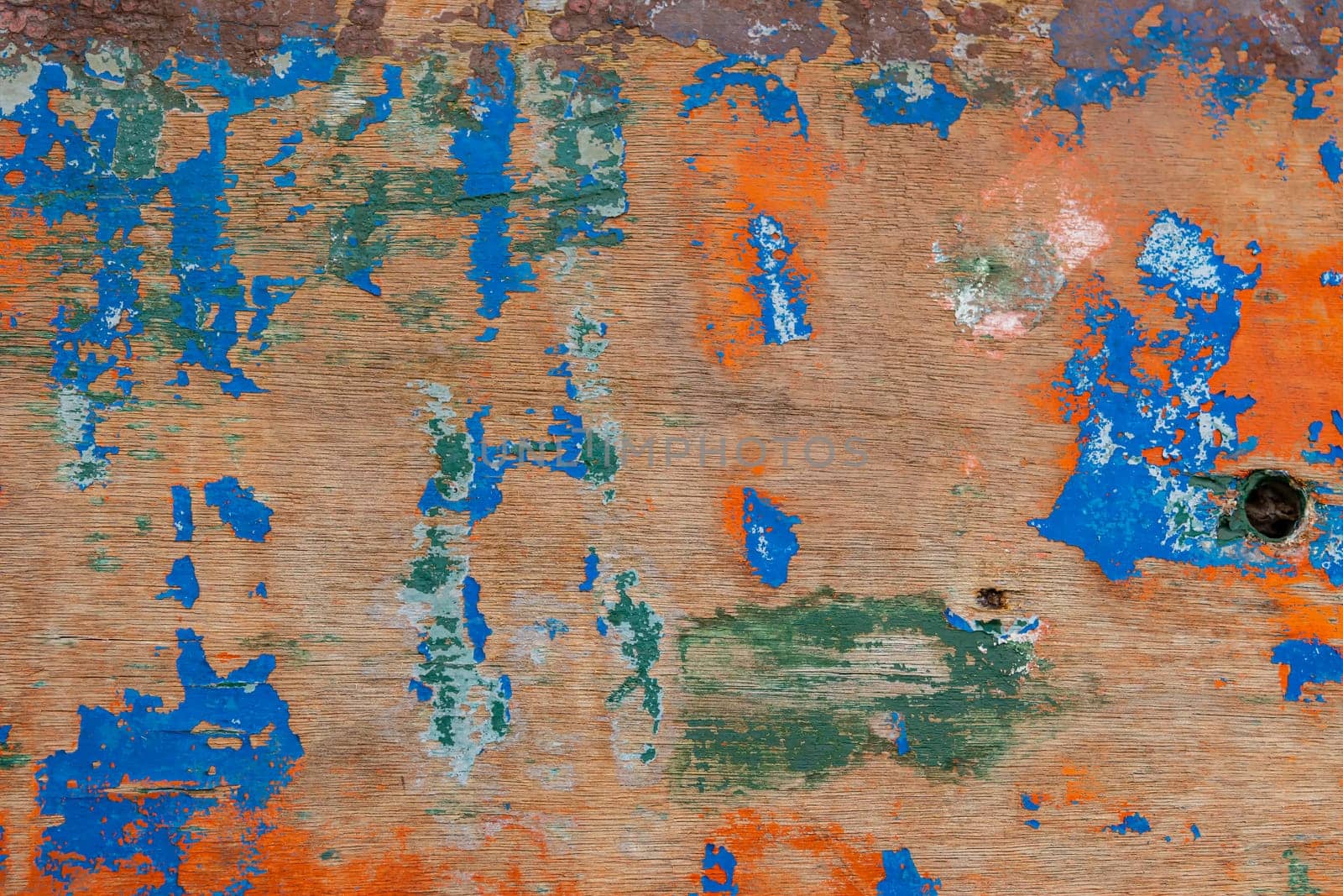 The texture of abstract color painting on old wooden surface background. Abrasion.