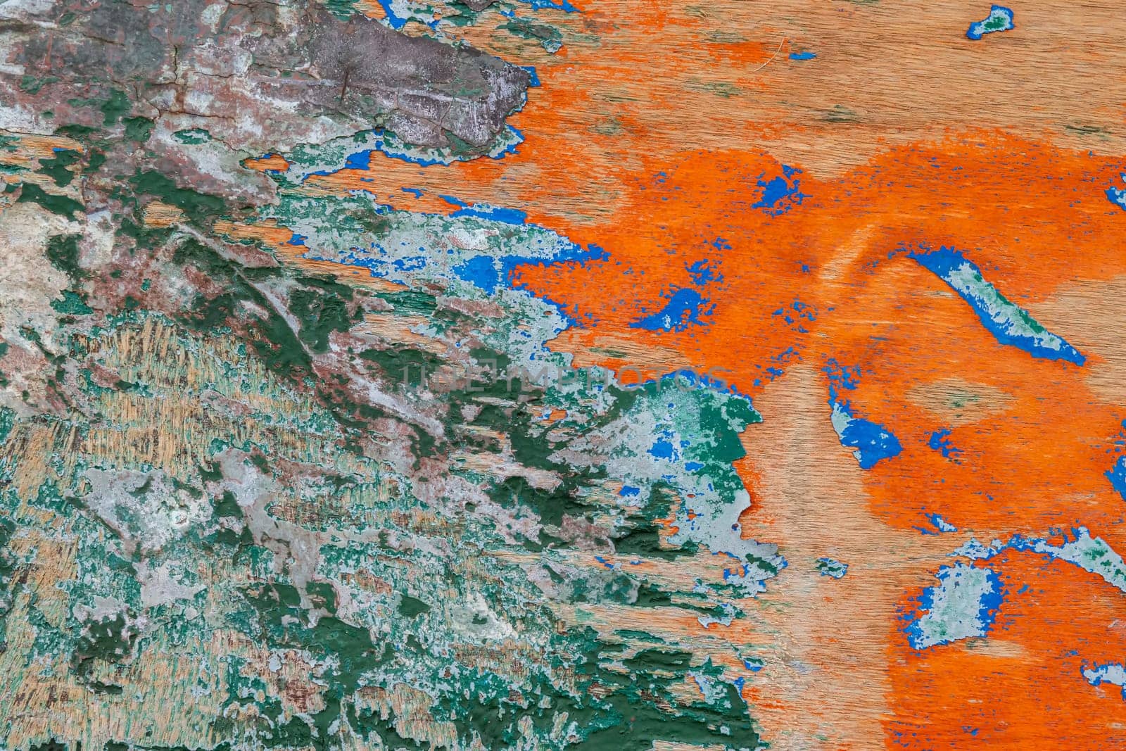 The texture of abstract color painting on old wooden surface background. Abrasion.