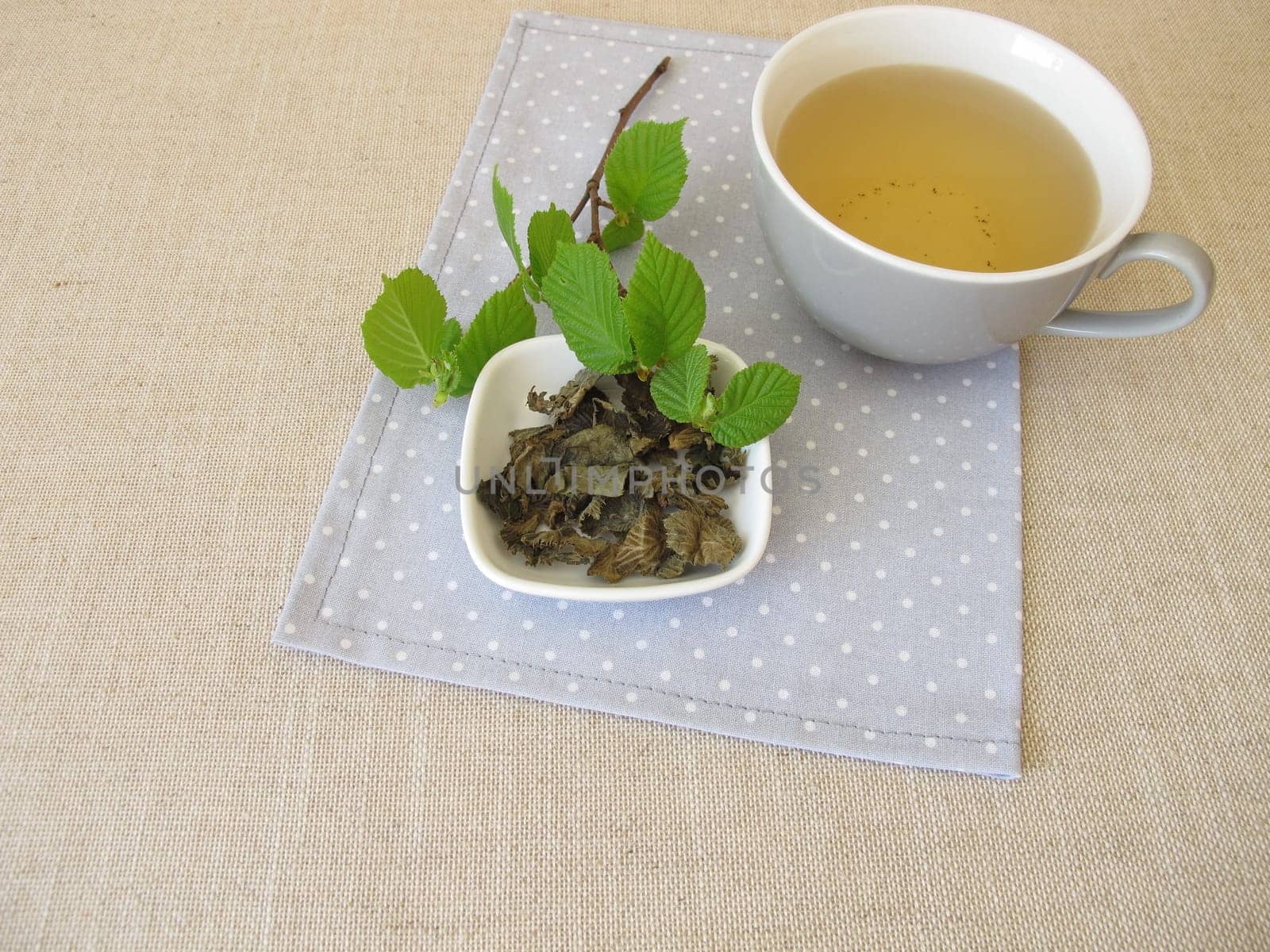 Homemade black tea with fermented hazel leaves